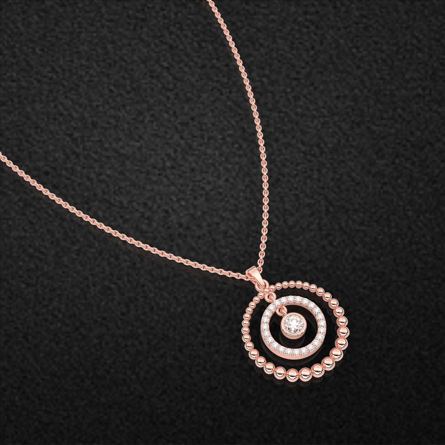 Round Beed Moissanite Diamond 925 Silver Necklace