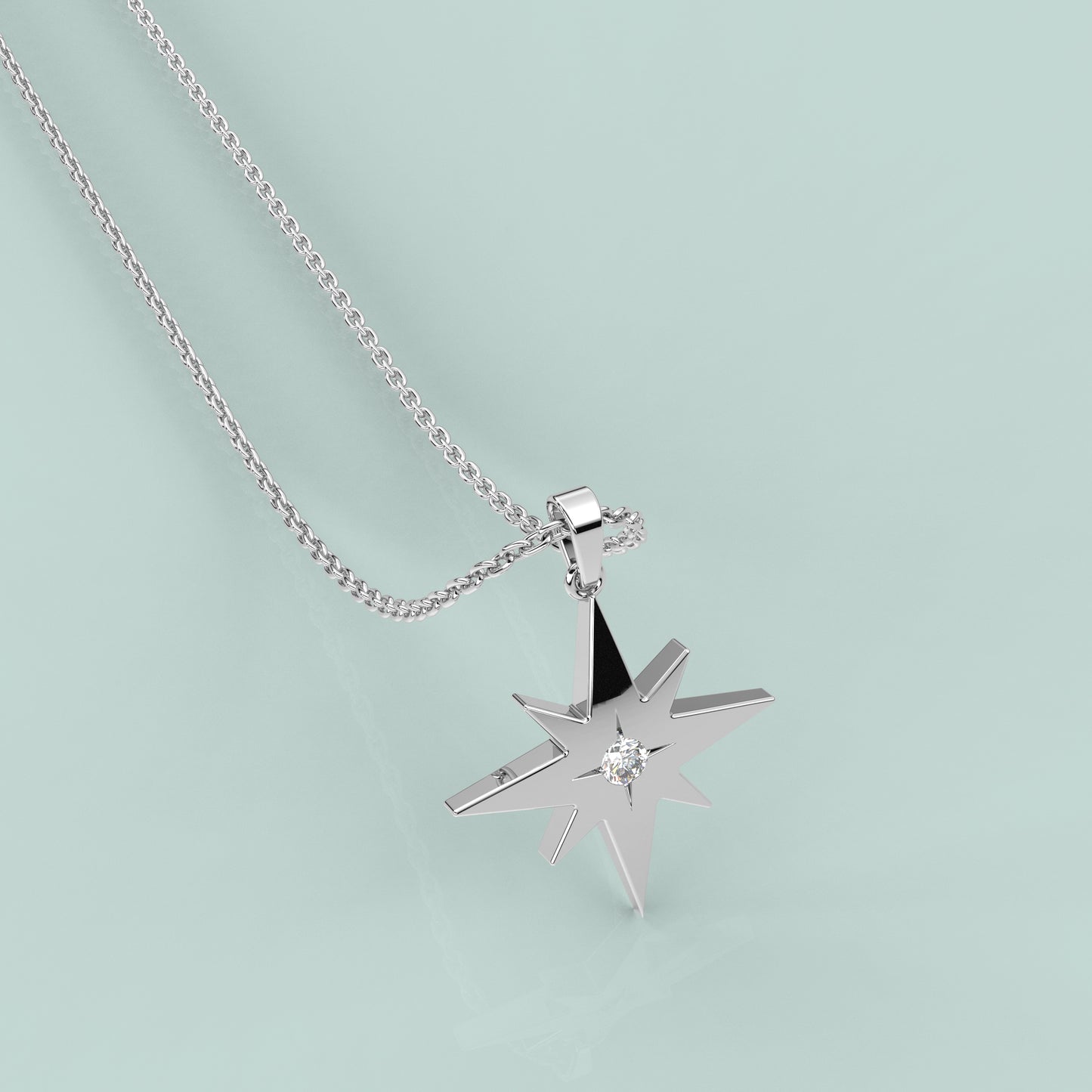 Sunstar Moissanite Diamond 925 Silver Necklace