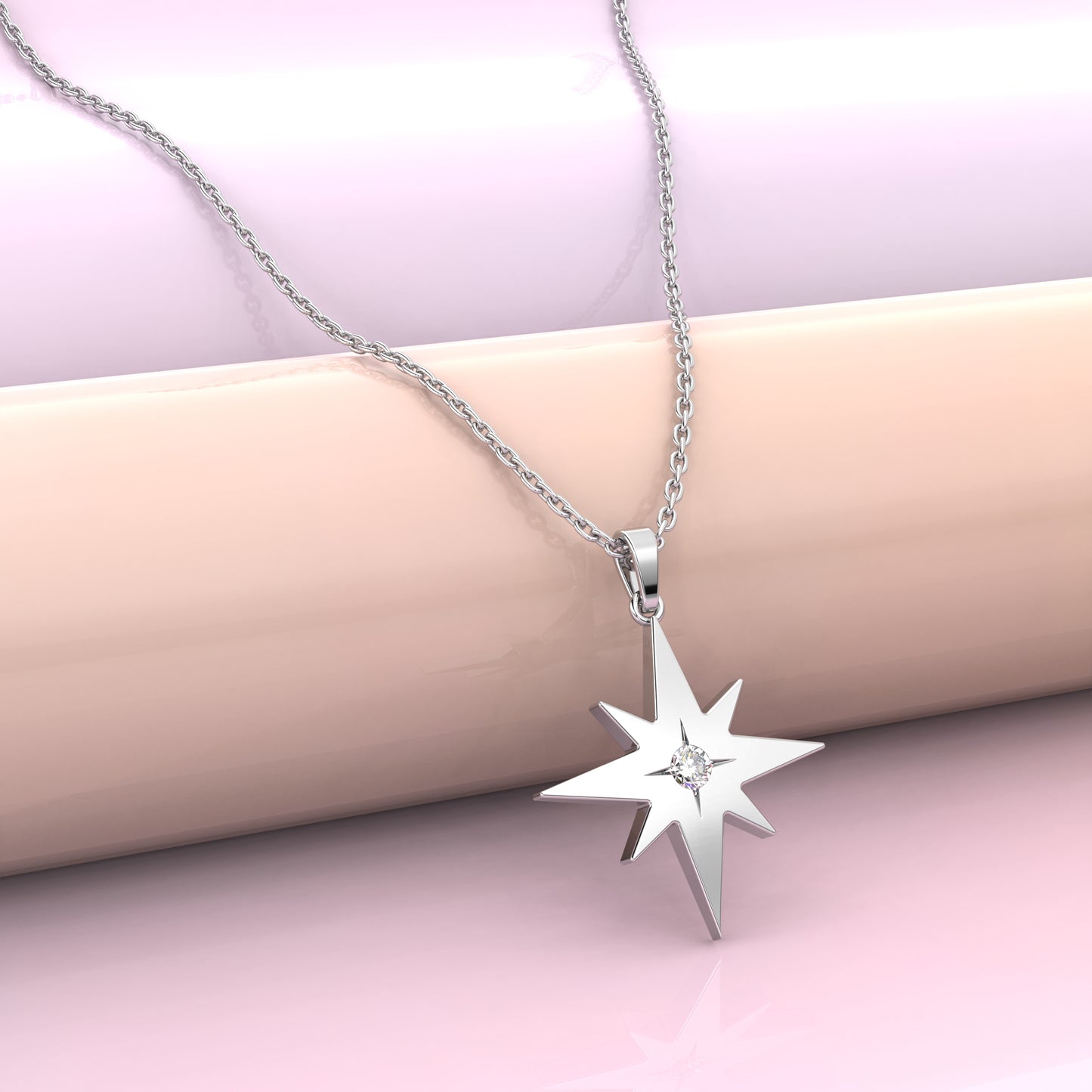 Sunstar Moissanite Diamond 925 Silver Necklace