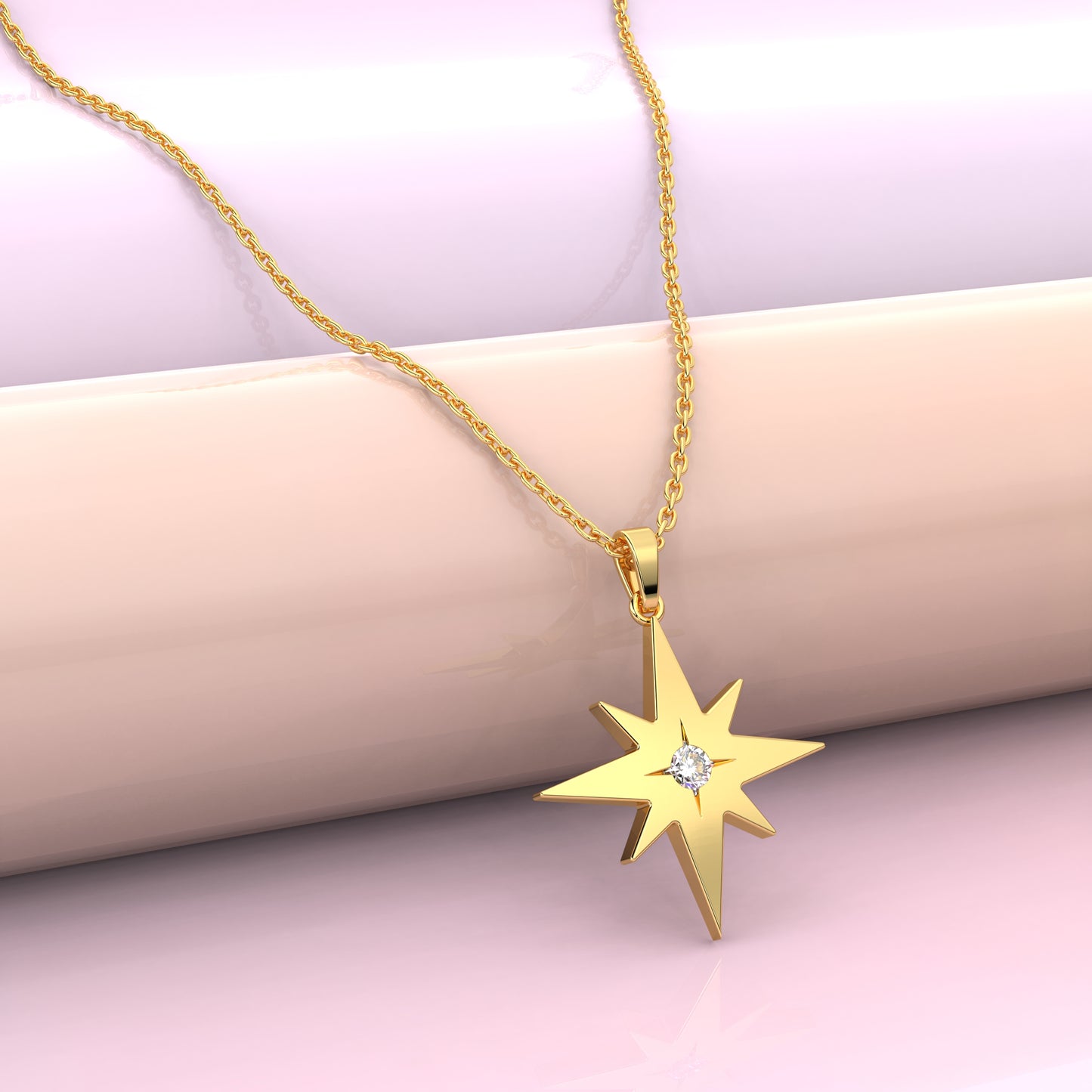 Sunstar Moissanite Diamond 925 Silver Necklace