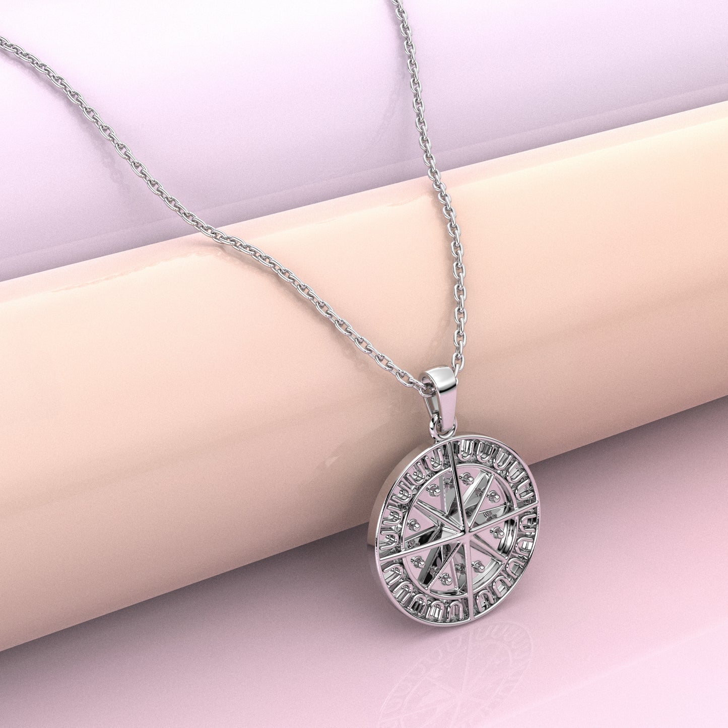 Compass Moissanite Diamond 925 Silver Necklace