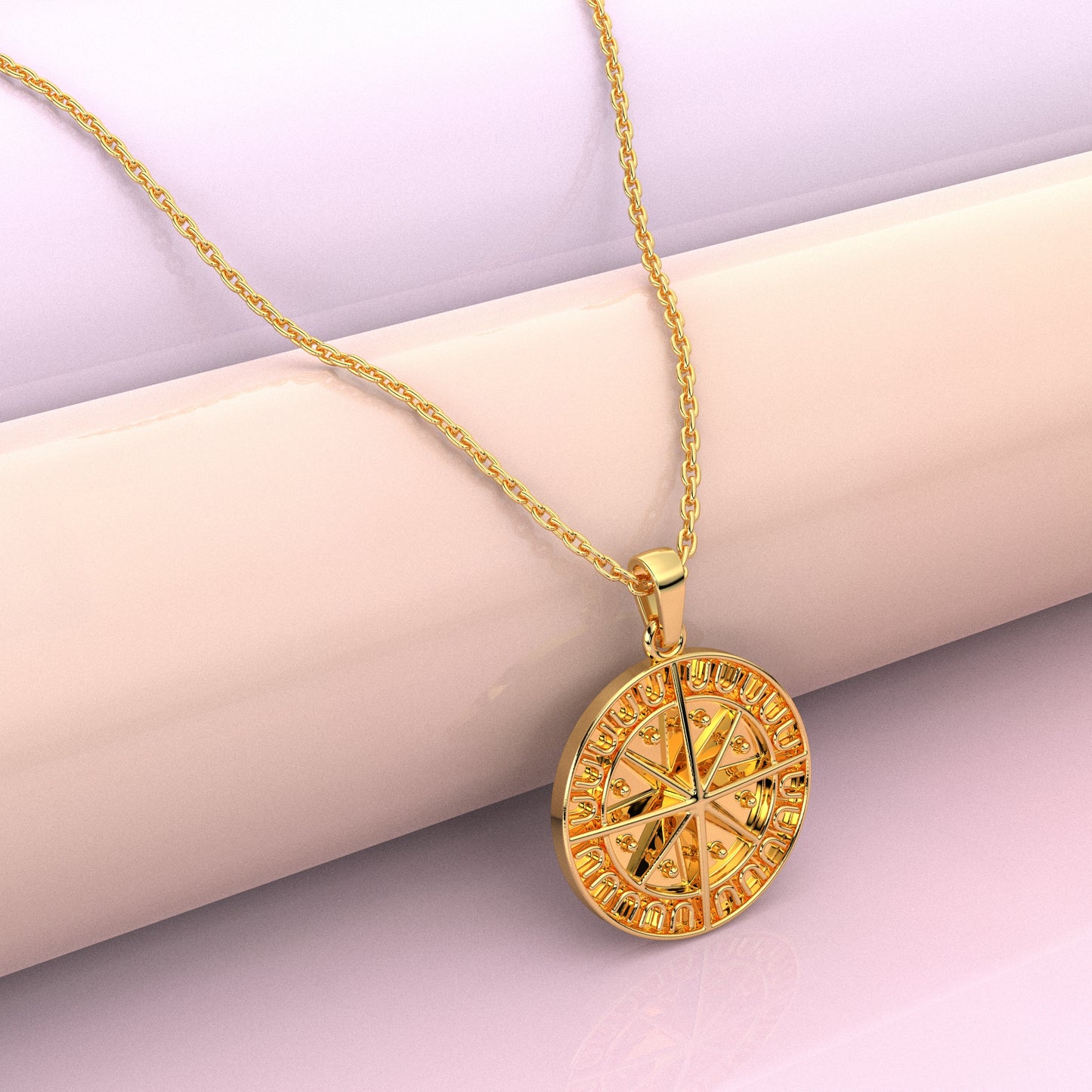 Compass Moissanite Diamond 925 Silver Necklace