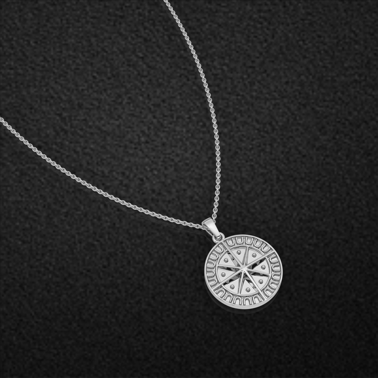 Compass Moissanite Diamond 925 Silver Necklace