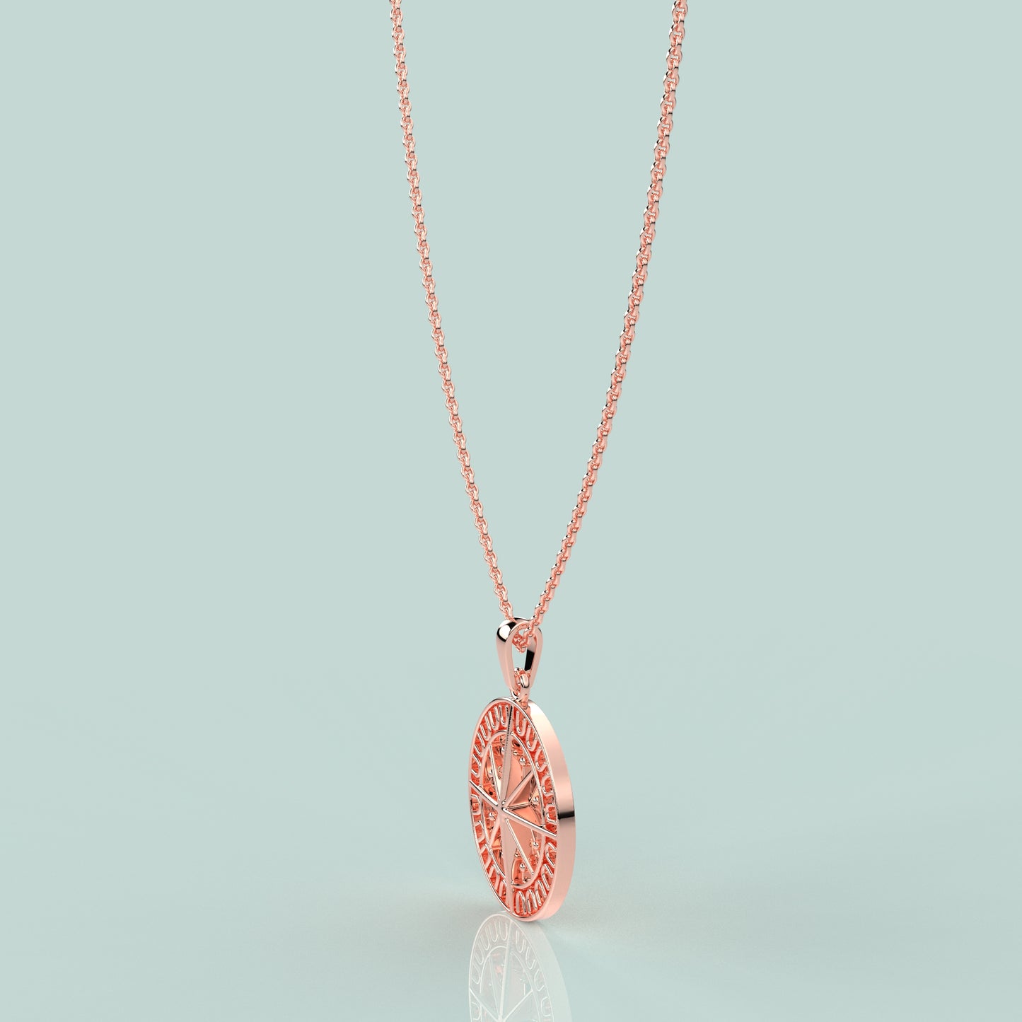 Compass Moissanite Diamond 925 Silver Necklace