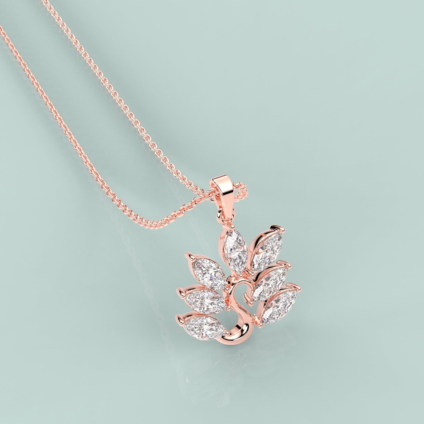 Leaf Design Moissanite Diamond 925 Silver Necklace