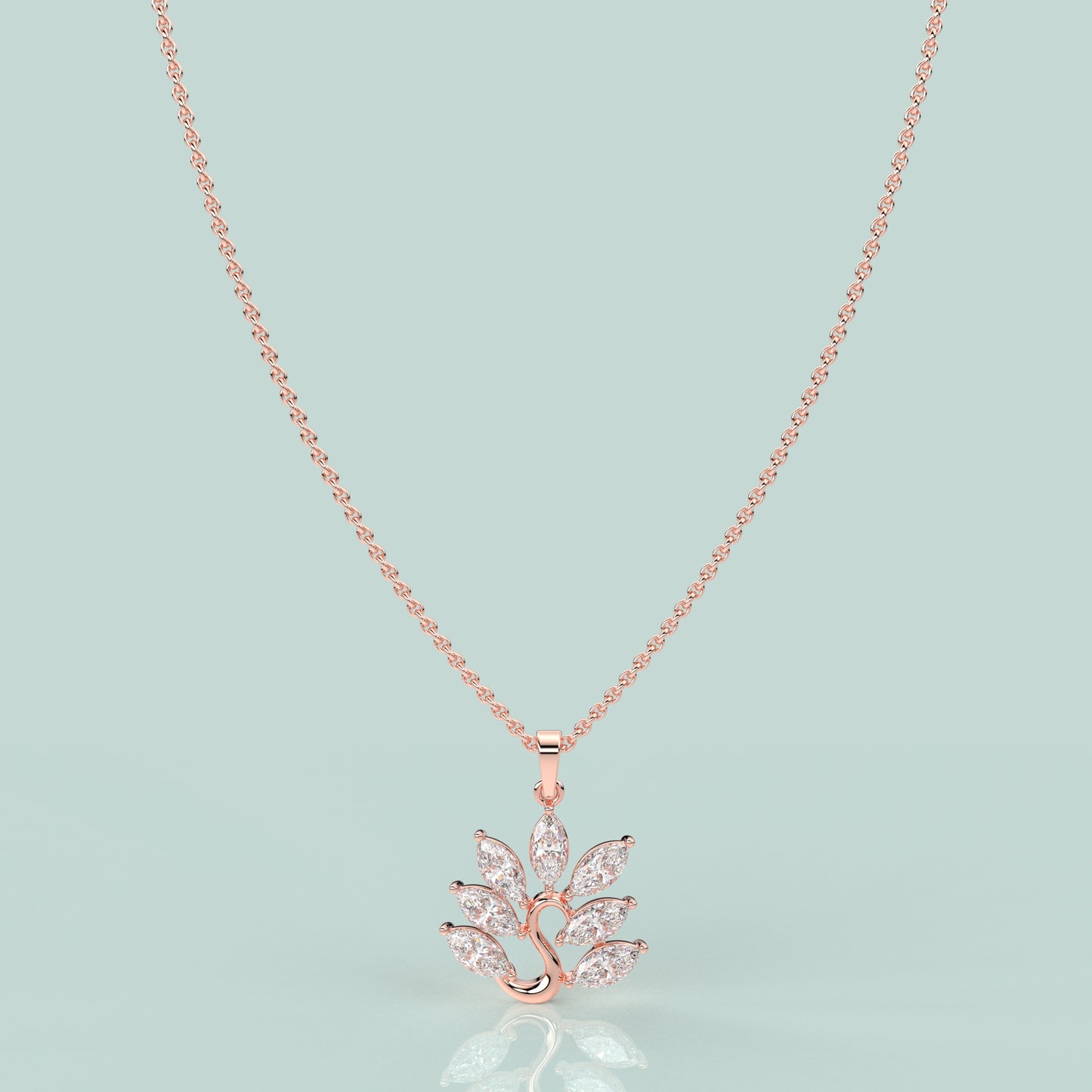 Leaf Design Moissanite Diamond 925 Silver Necklace