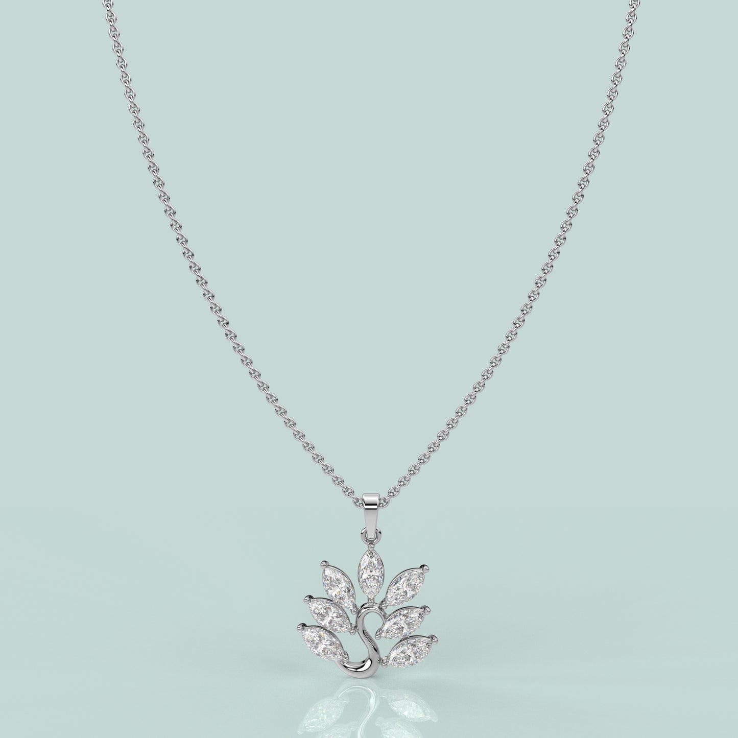 Leaf Design Moissanite Diamond 925 Silver Necklace
