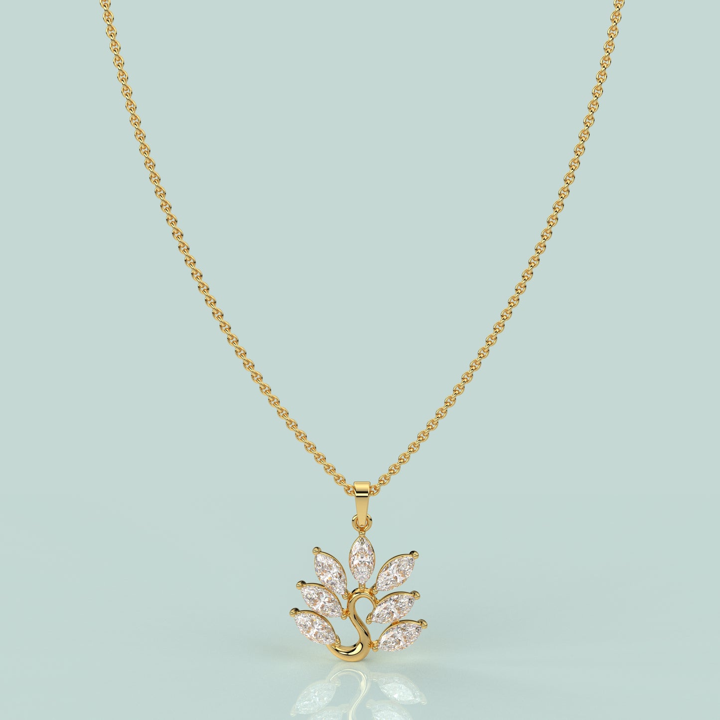 Leaf Design Moissanite Diamond 925 Silver Necklace