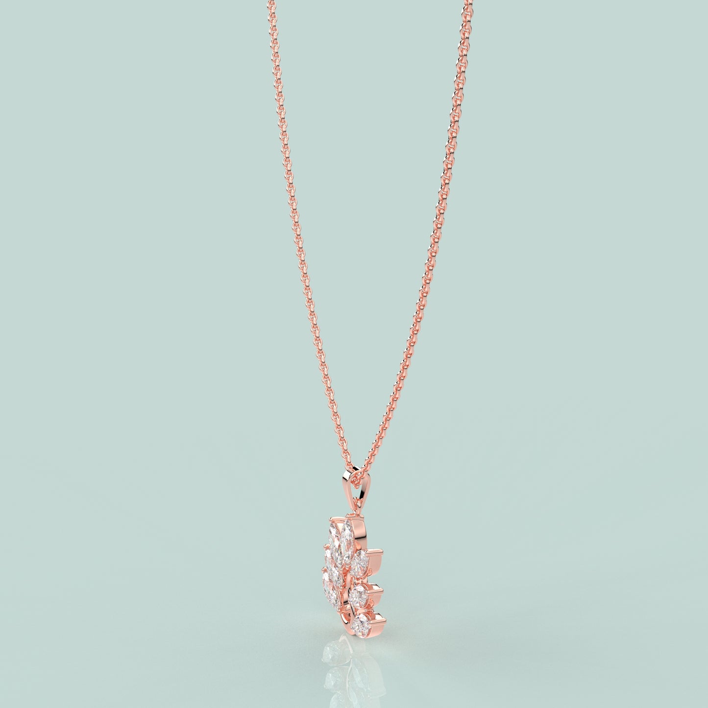 Leaf Design Moissanite Diamond 925 Silver Necklace