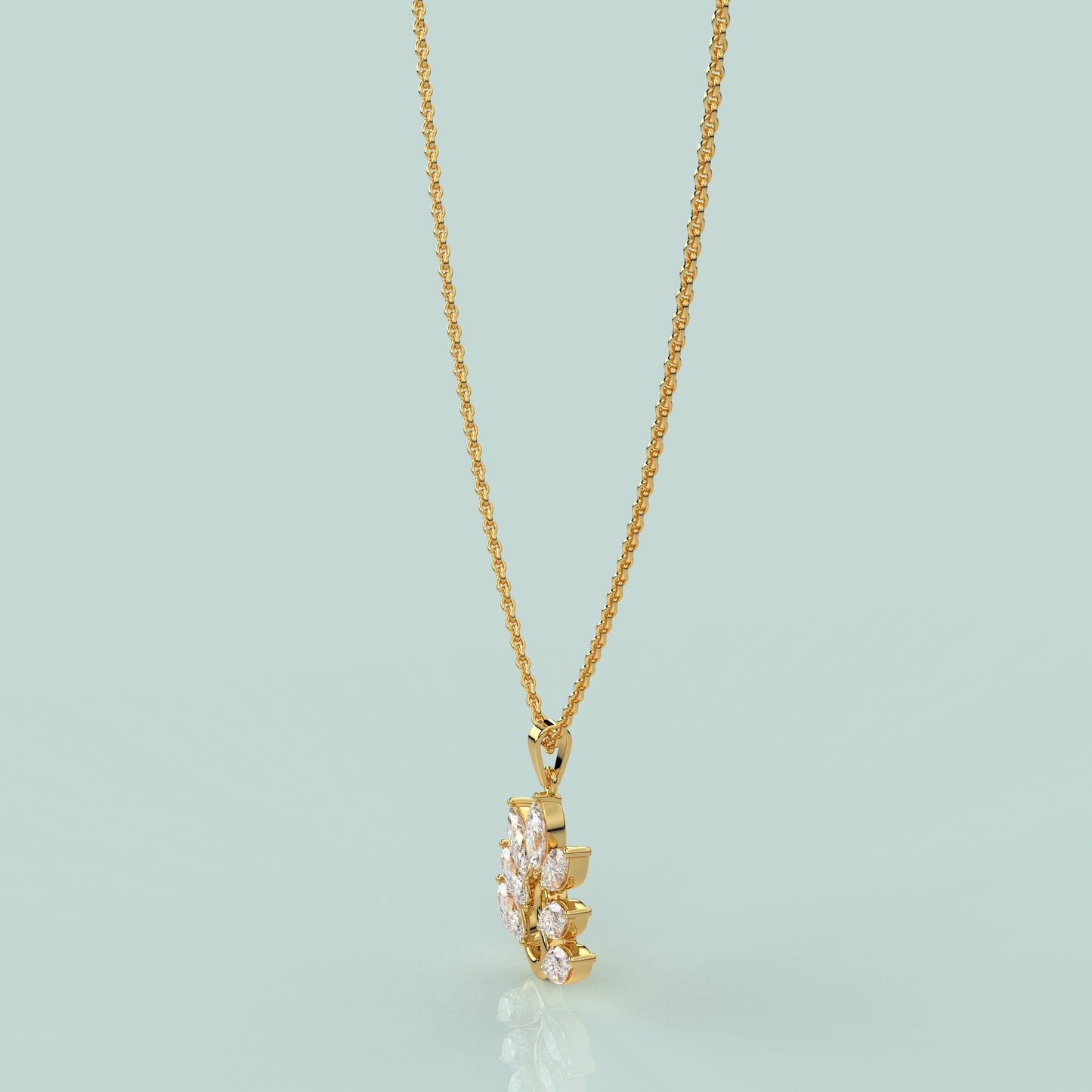 Leaf Design Moissanite Diamond 925 Silver Necklace