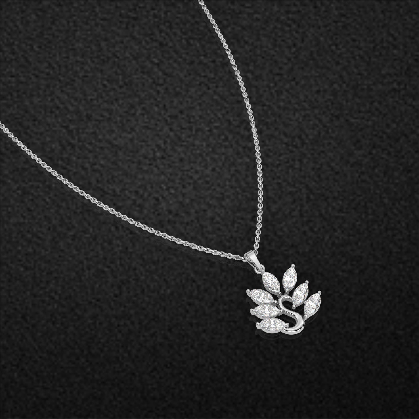 Leaf Design Moissanite Diamond 925 Silver Necklace