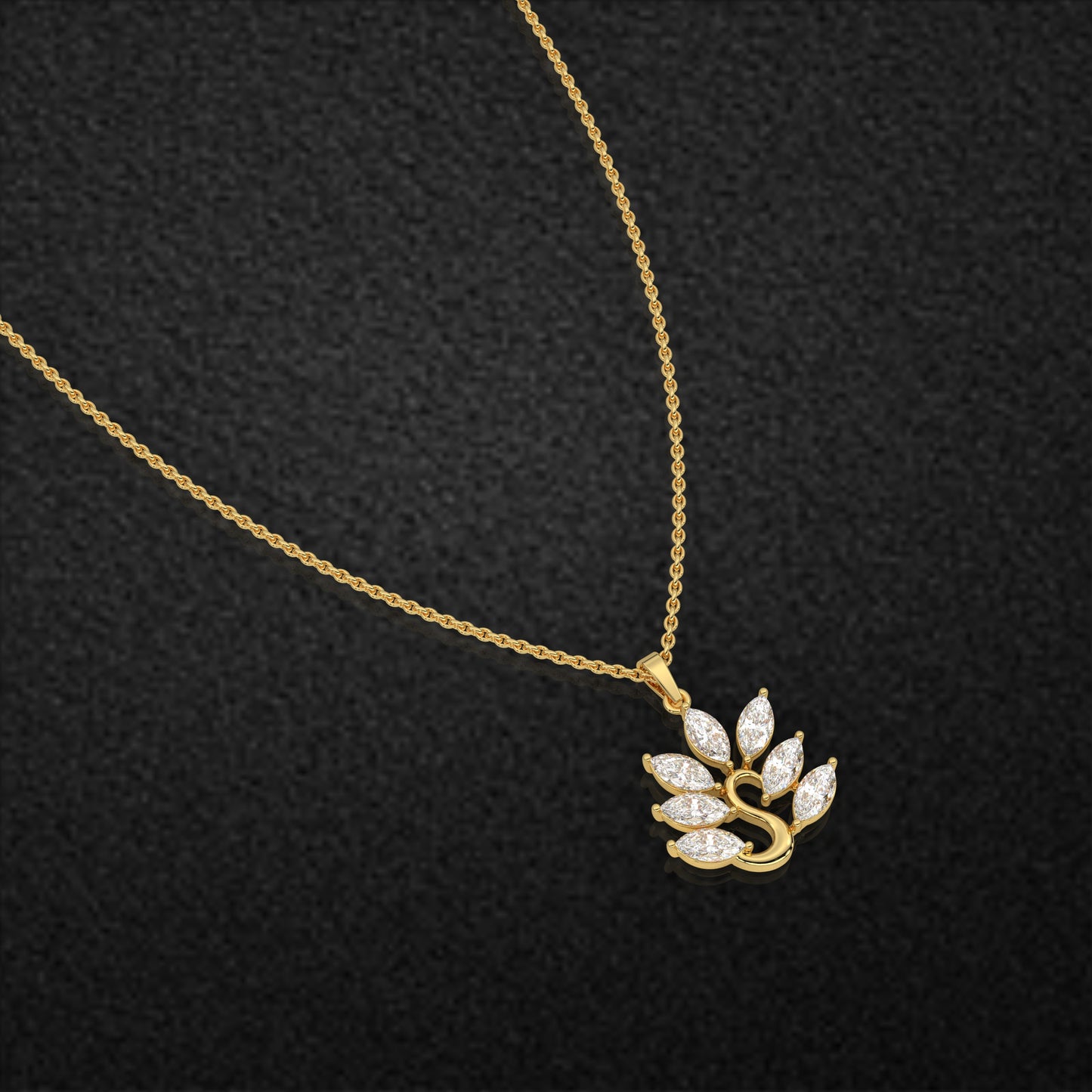 Leaf Design Moissanite Diamond 925 Silver Necklace