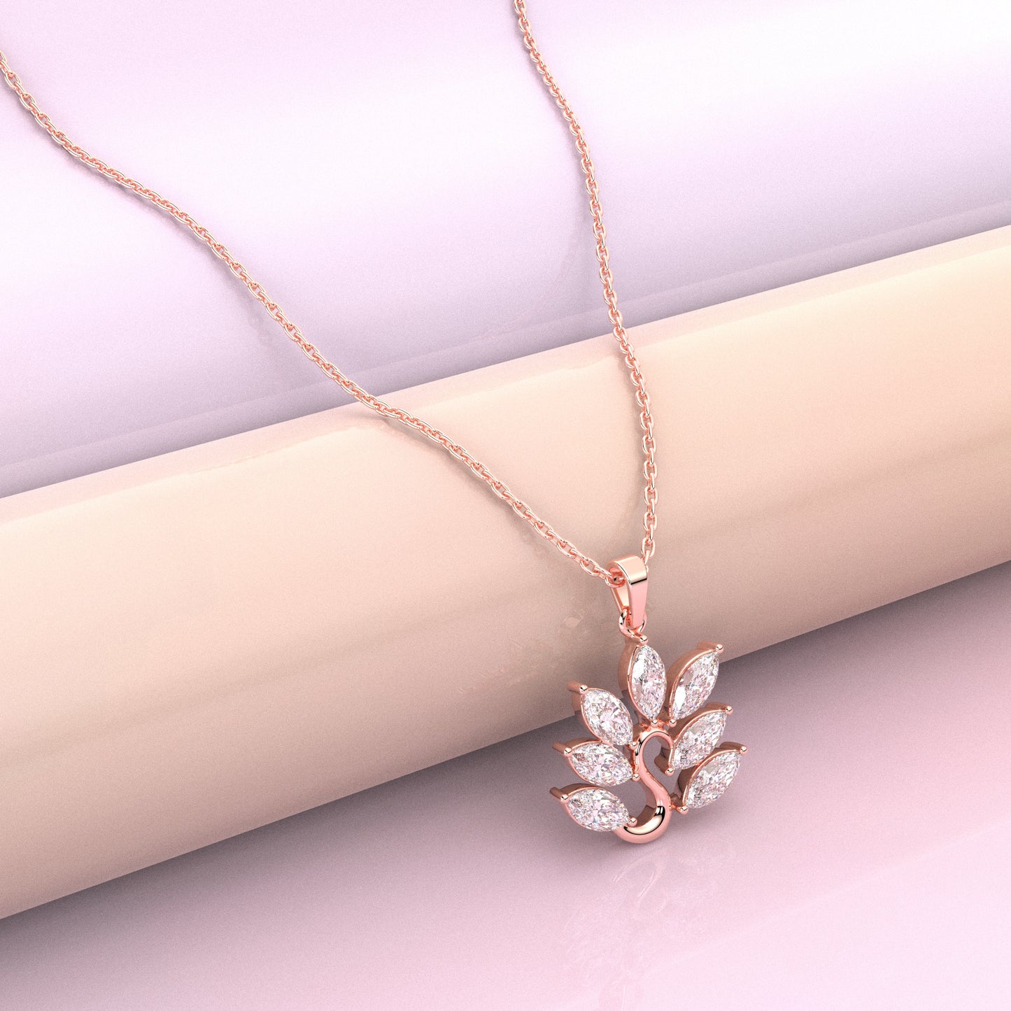 Leaf Design Moissanite Diamond 925 Silver Necklace