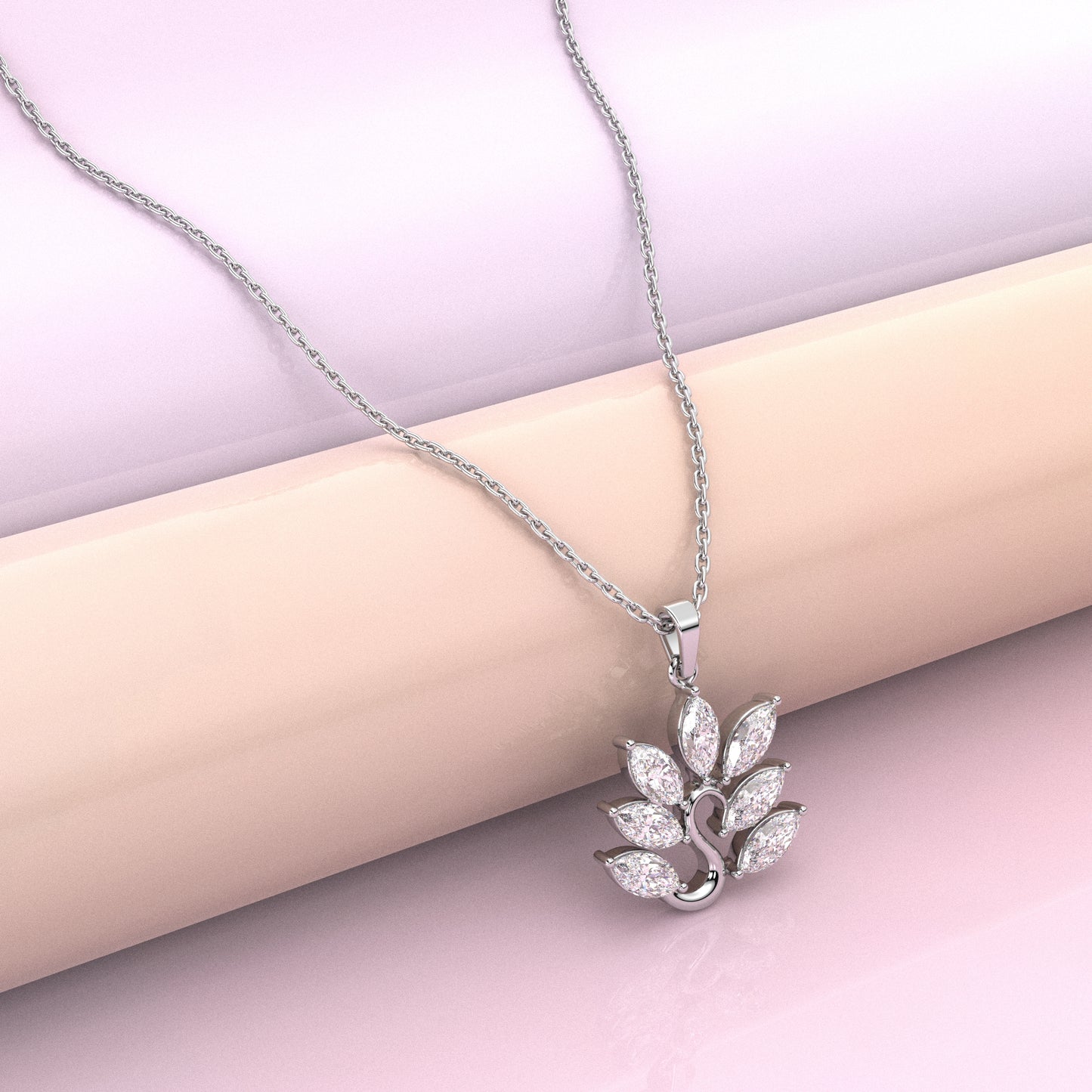 Leaf Design Moissanite Diamond 925 Silver Necklace