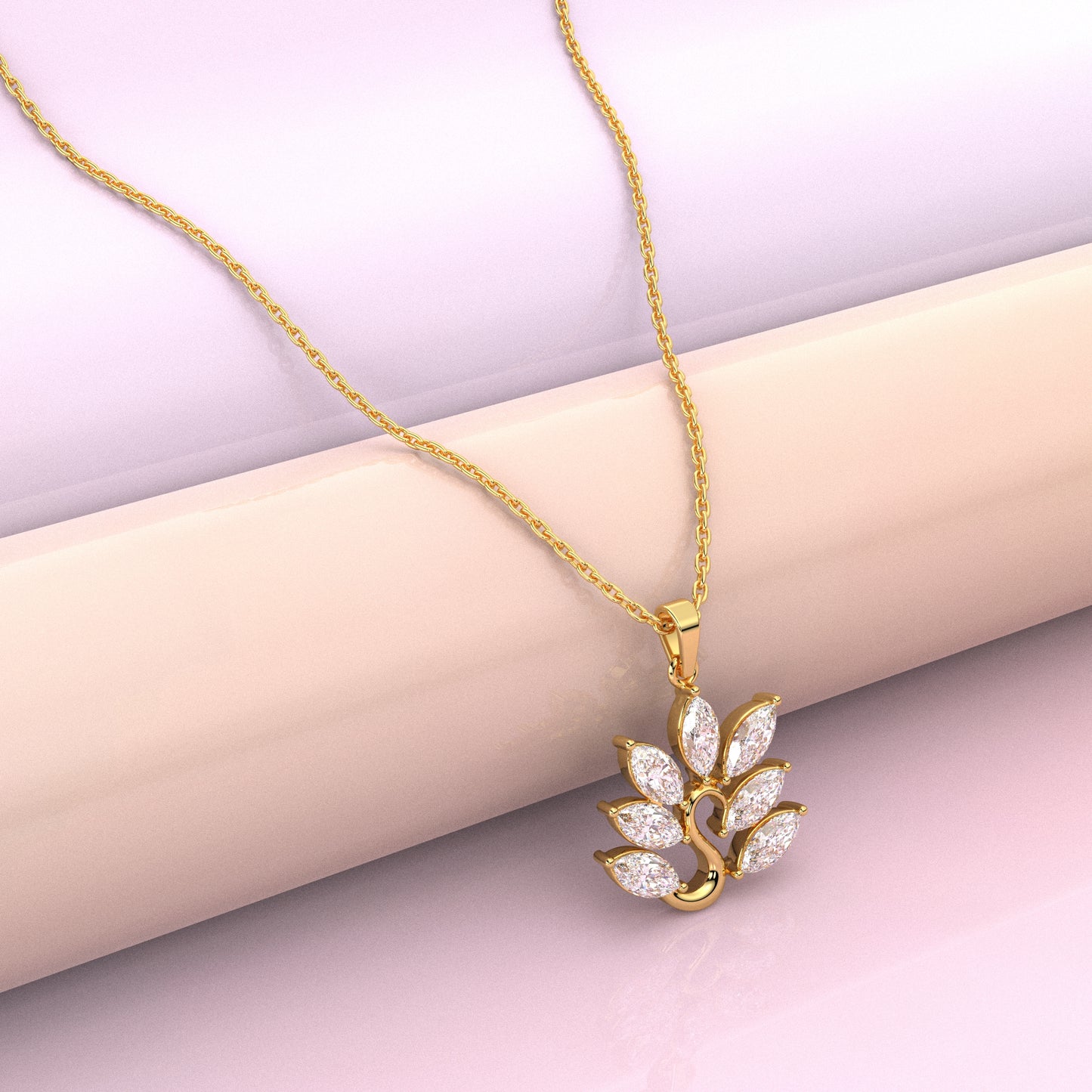 Leaf Design Moissanite Diamond 925 Silver Necklace