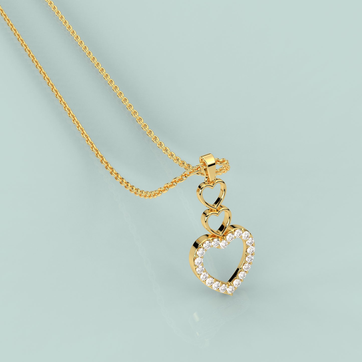 Yellow gold Heart Moissanite Diamond 925 Silver Necklace