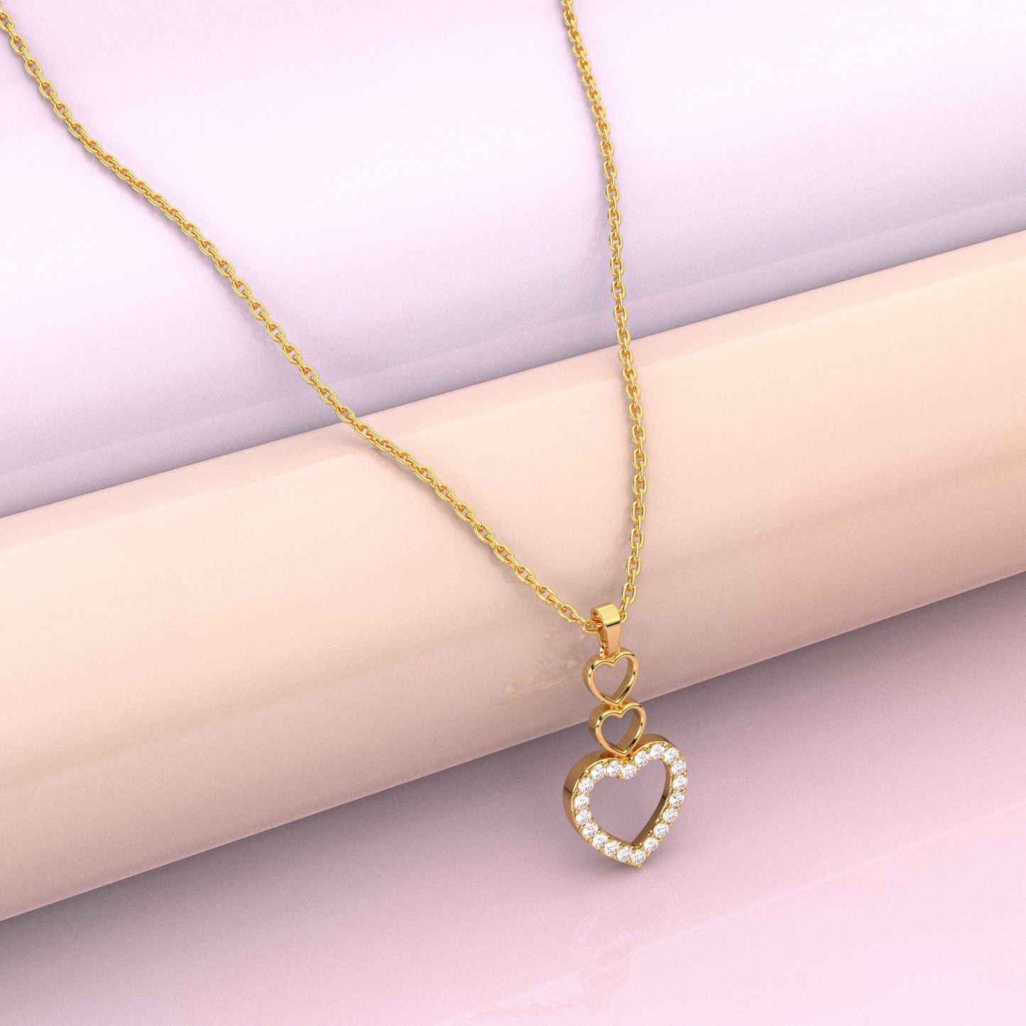Yellow gold Heart Moissanite Diamond 925 Silver Necklace