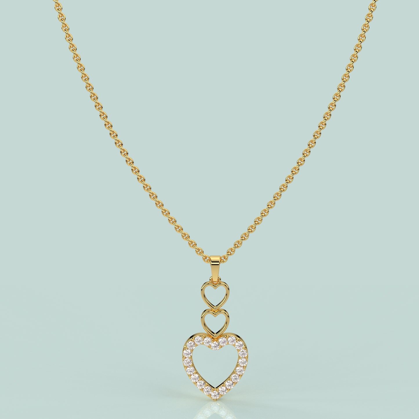 Yellow gold Heart Moissanite Diamond 925 Silver Necklace