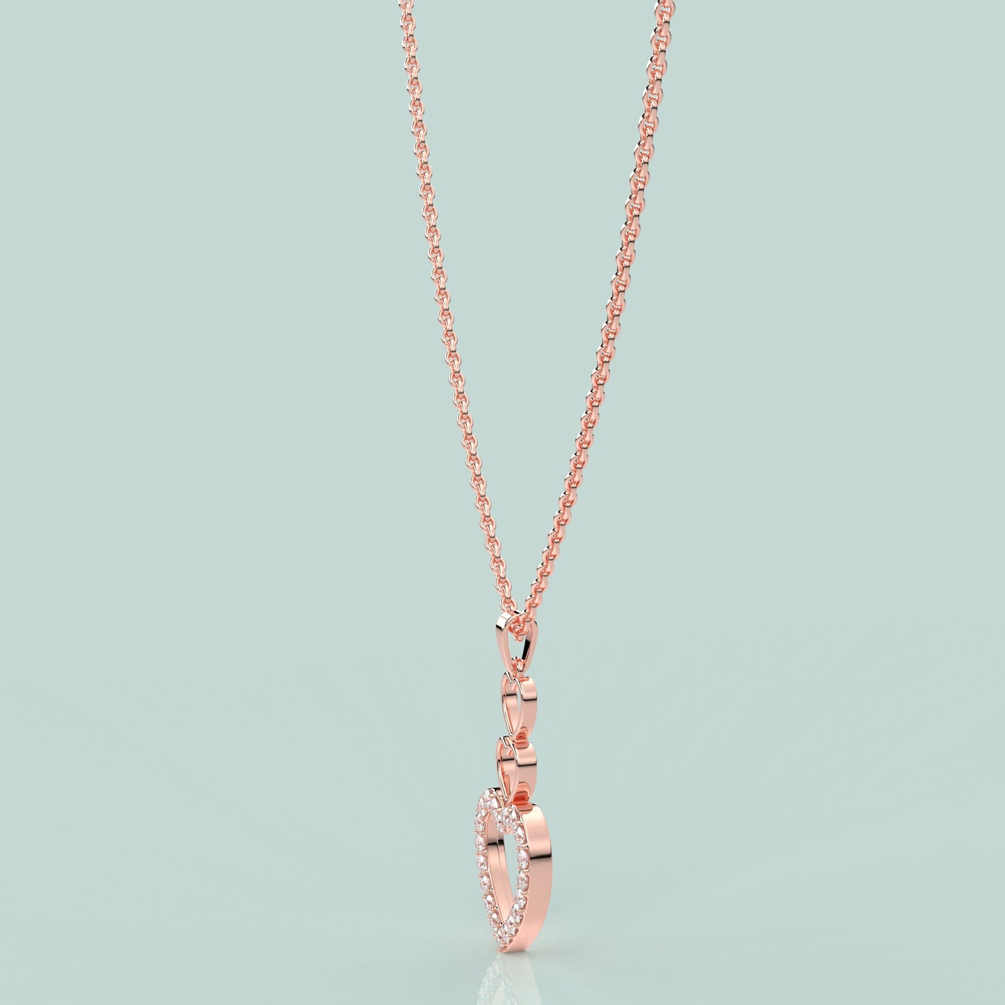 Rose gold Triple Heart Moissanite Diamond 925 Silver Necklace