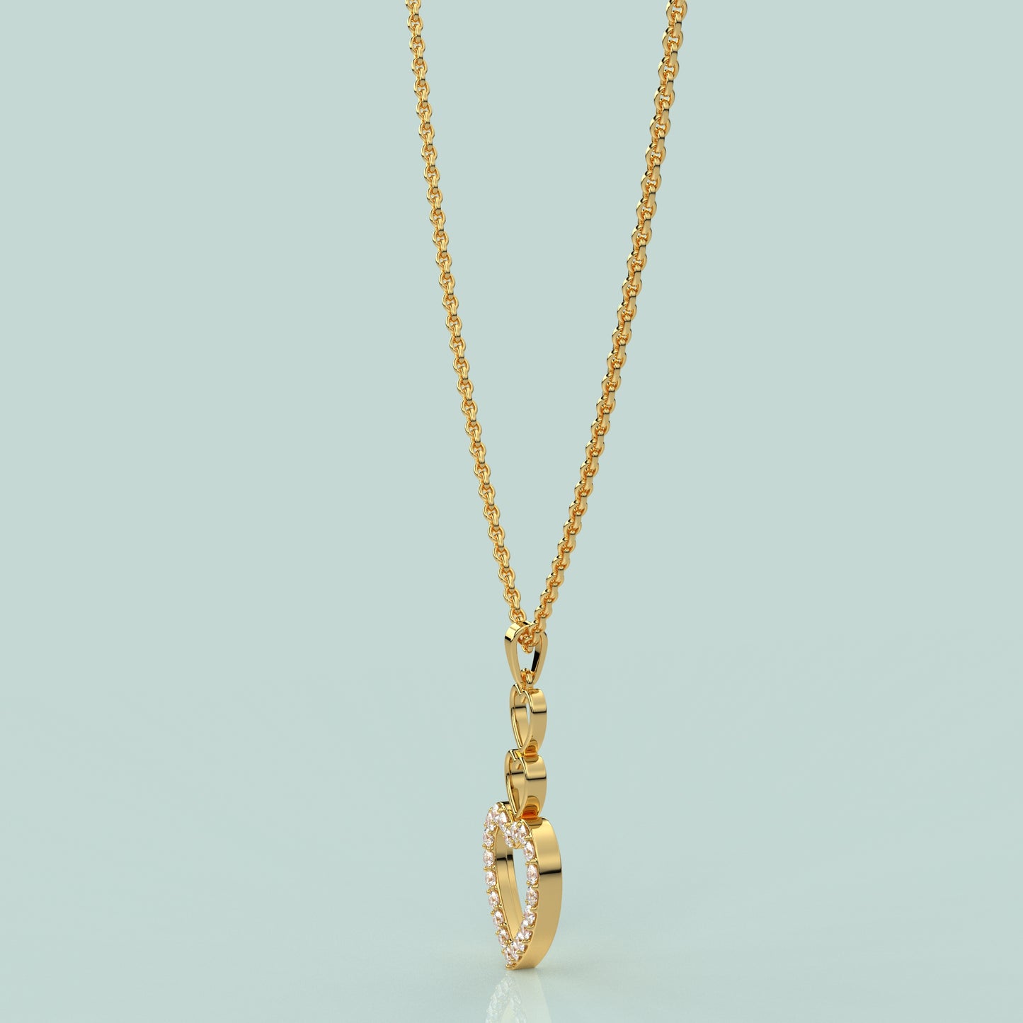 Yellow gold Heart Moissanite Diamond 925 Silver Necklace