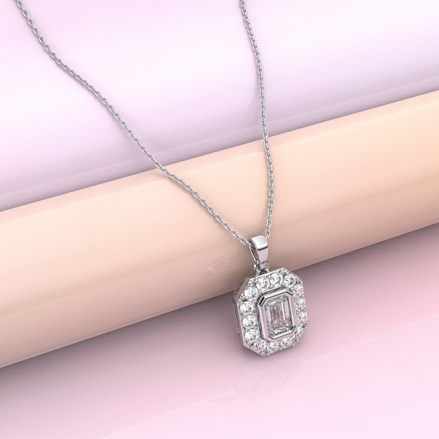 Baguette Moissanite Diamond 925 Sterling Silver Pendant