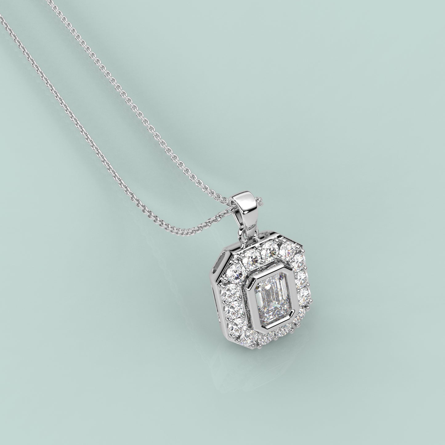 Baguette Moissanite Diamond 925 Sterling Silver Pendant
