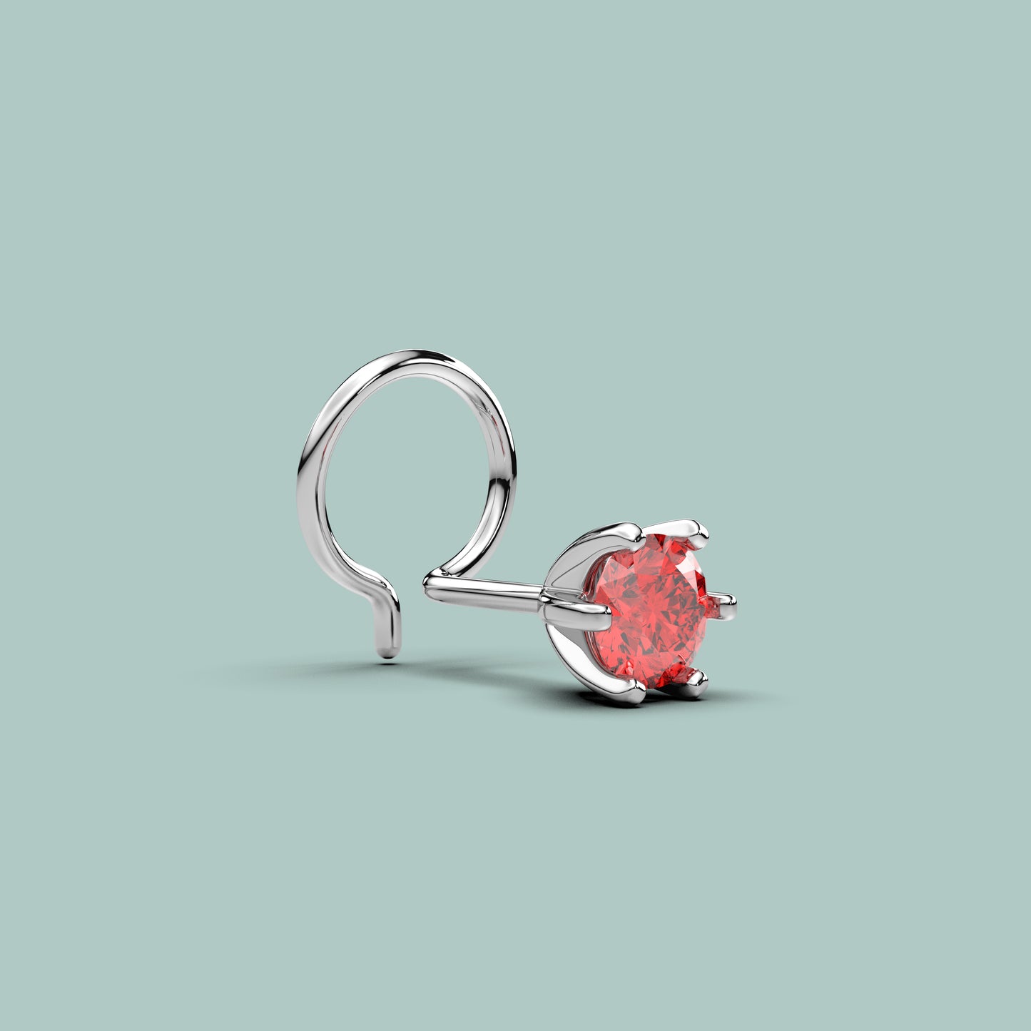 Ruby 925 Sterling Silver Nose Pin