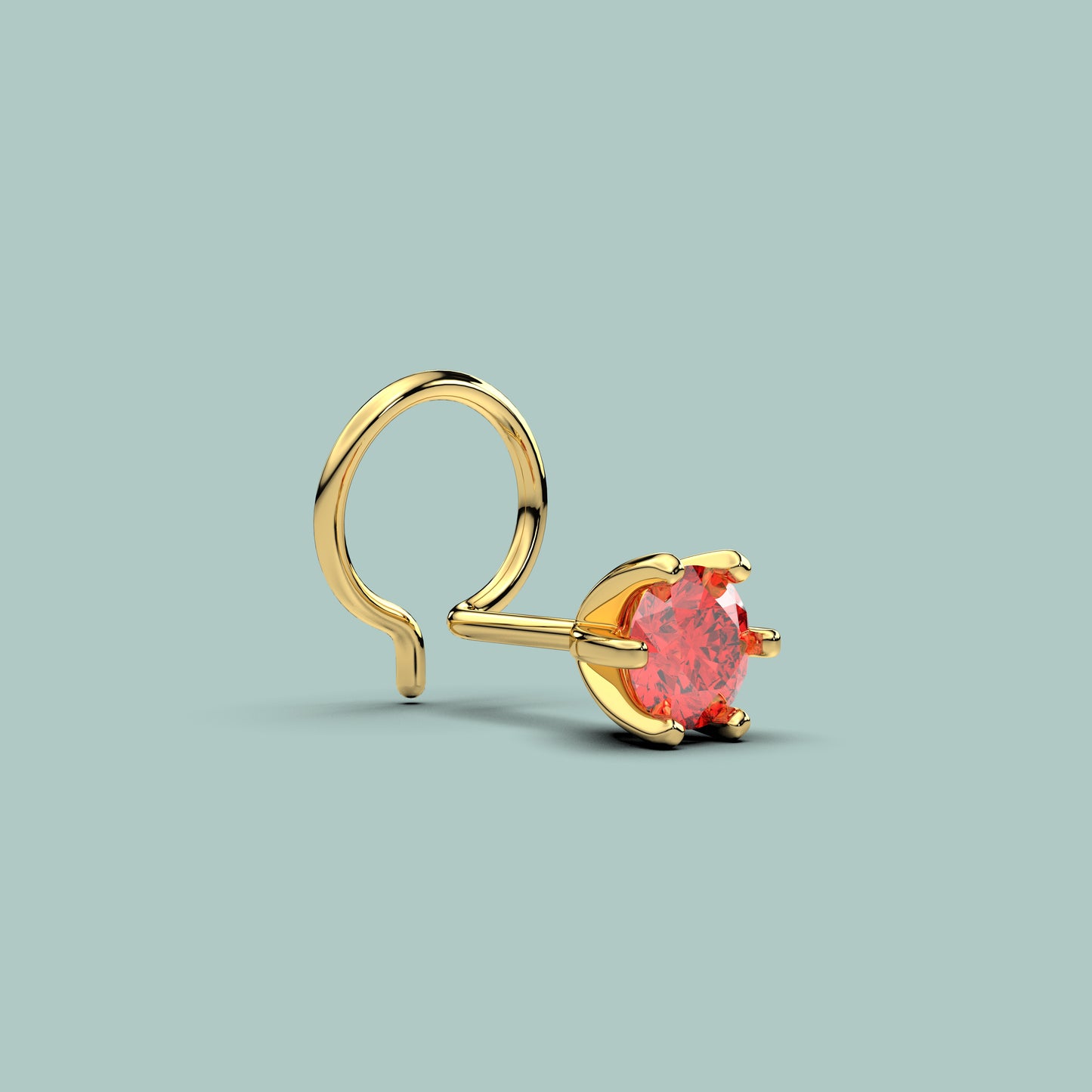 Ruby 925 Sterling Silver Nose Pin