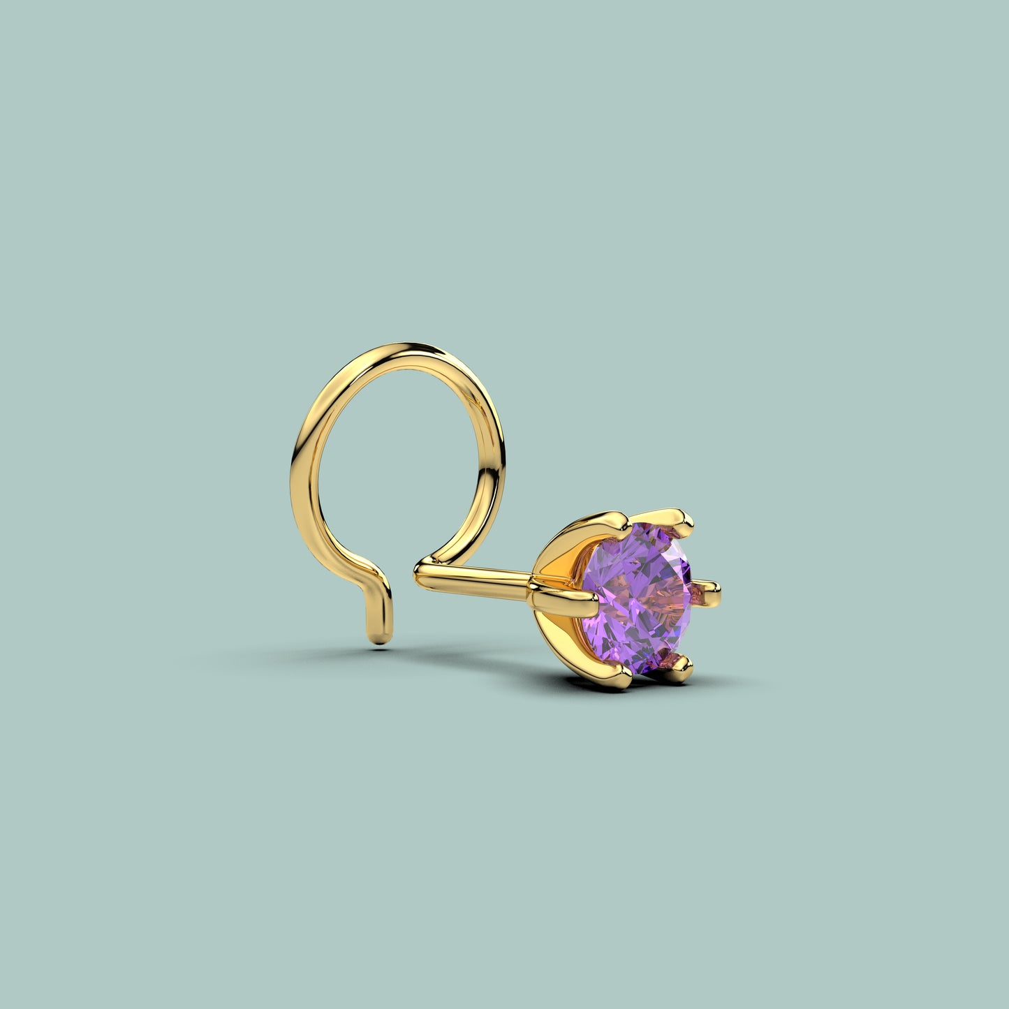 Amethyst 925 Silver Nose Pin