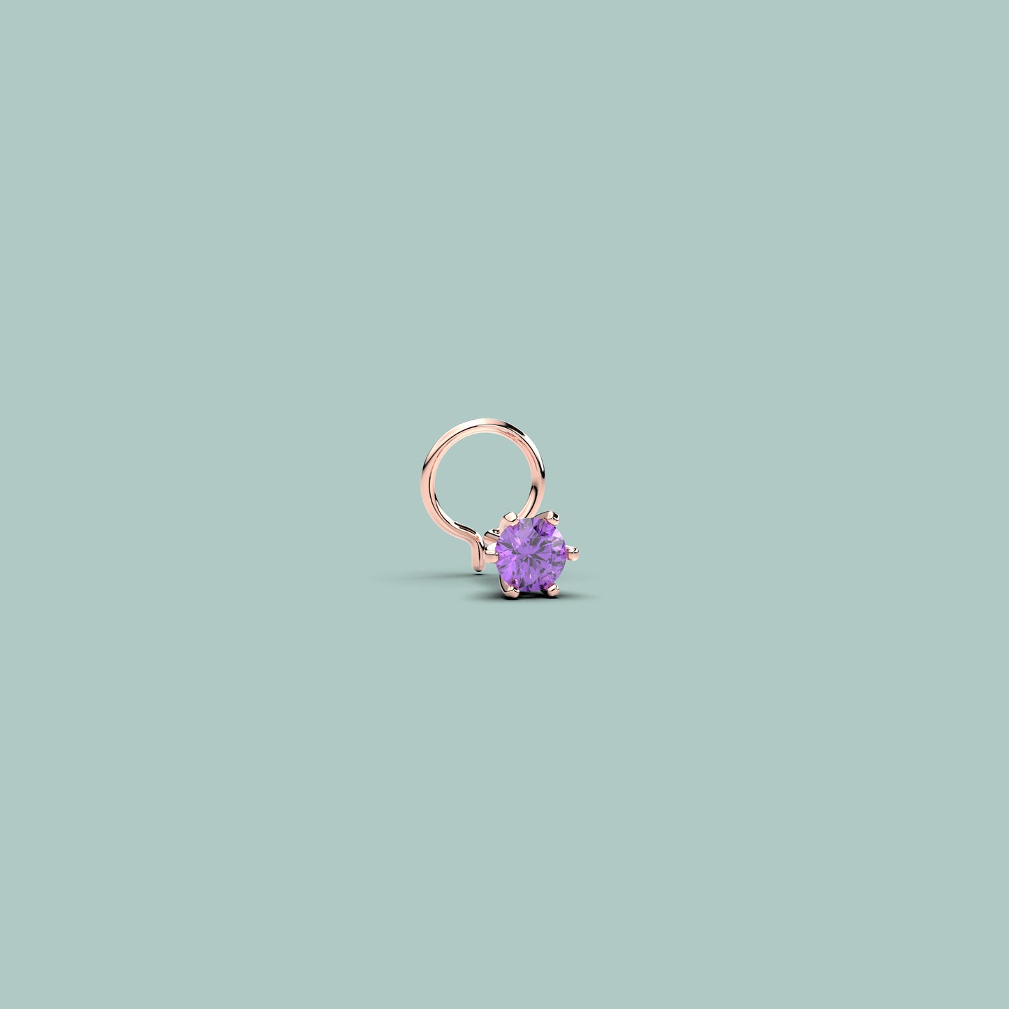 Amethyst 925 Silver Nose Pin