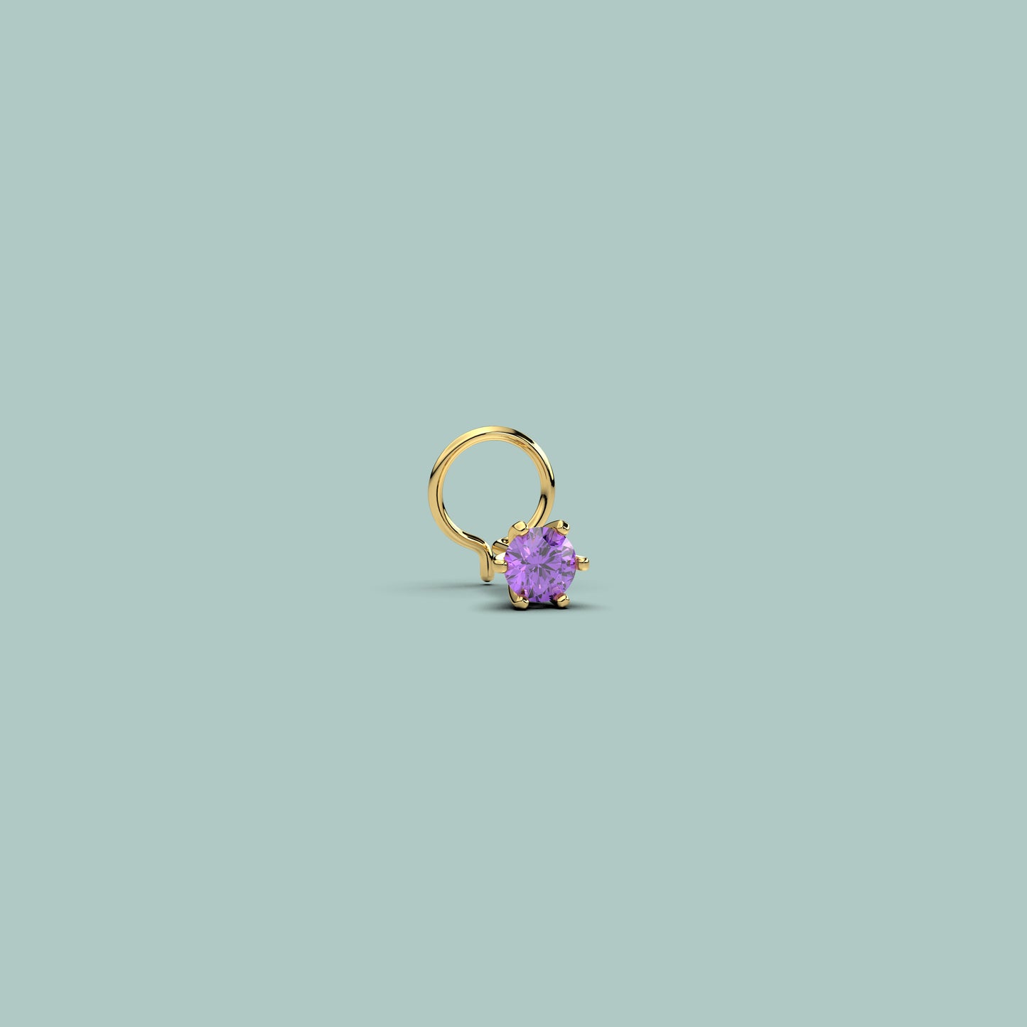 Amethyst 925 Silver Nose Pin
