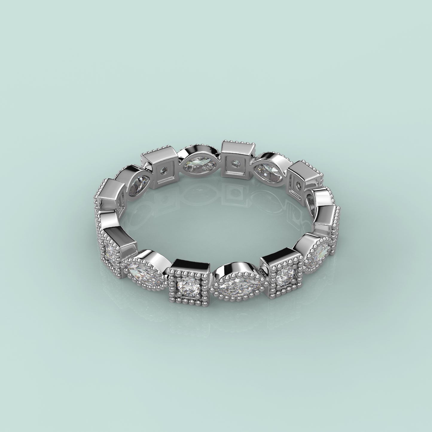 Shimmer Moissanite Diamond 925 Silver Ring