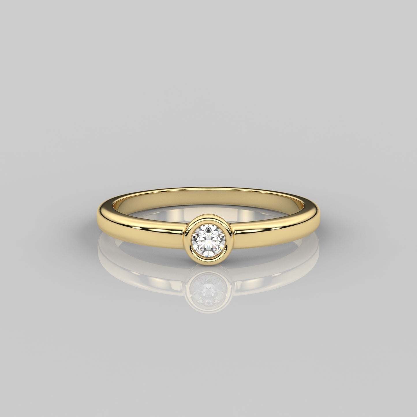 Bezel Moissanite Diamond 925 Silver Ring