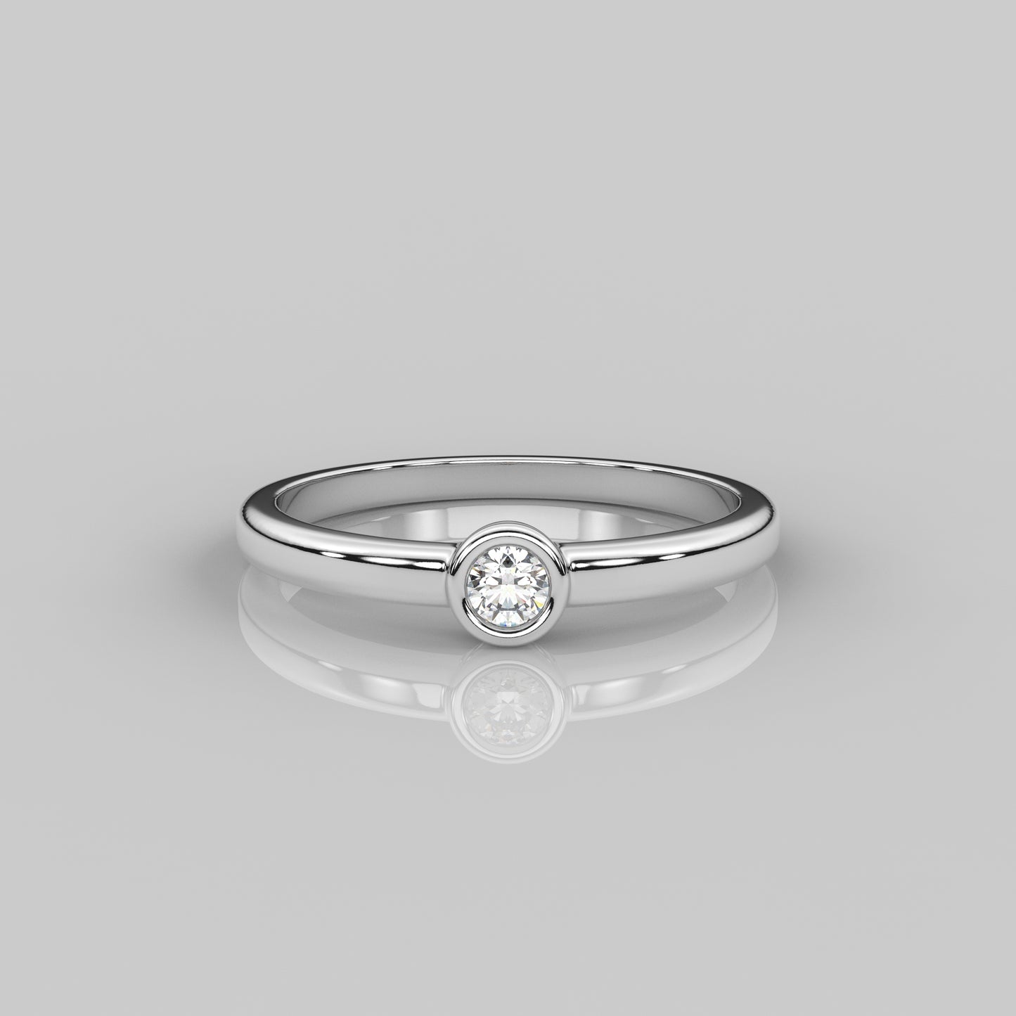 Bezel Moissanite Diamond 925 Silver Ring