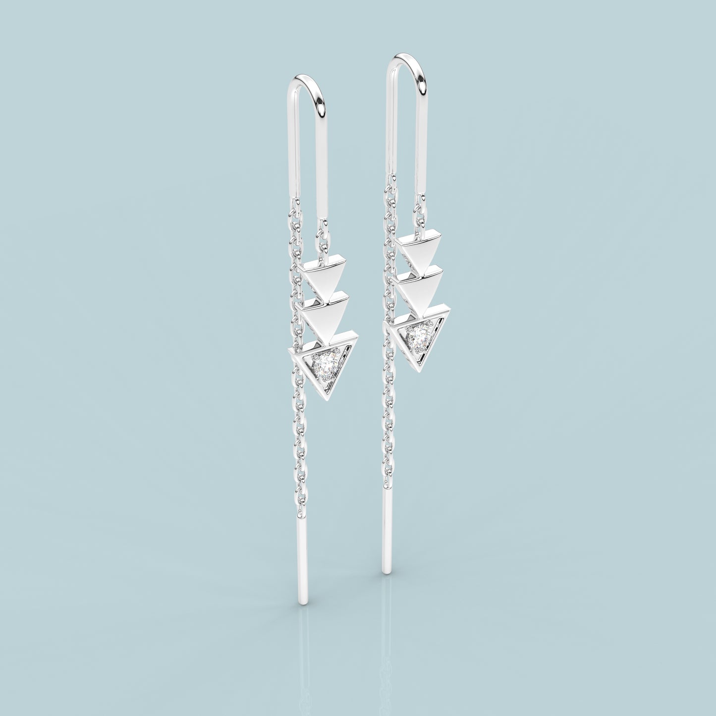 Three tringle Sui Dhaga 925 silver Earring