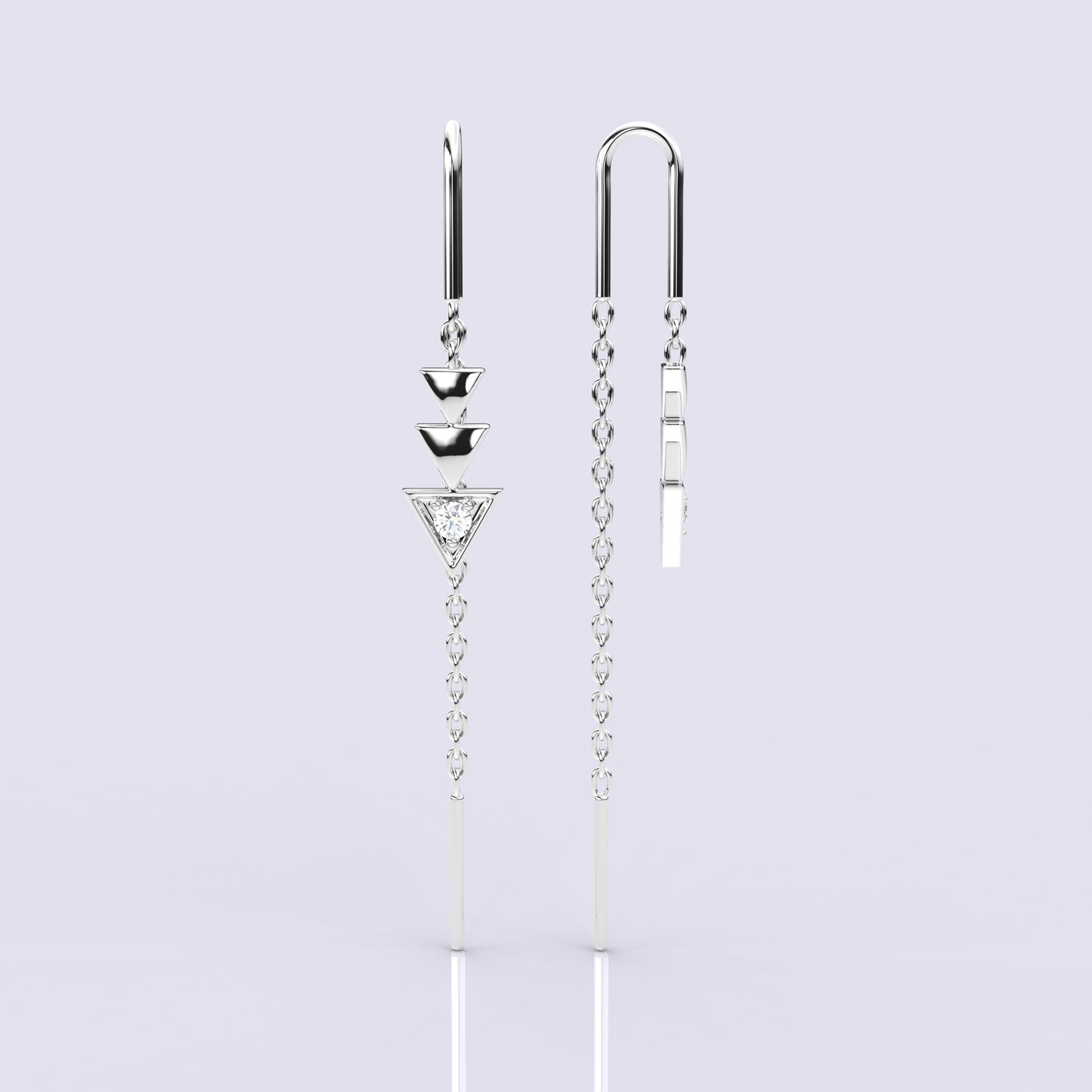 Three tringle Sui Dhaga 925 silver Earring