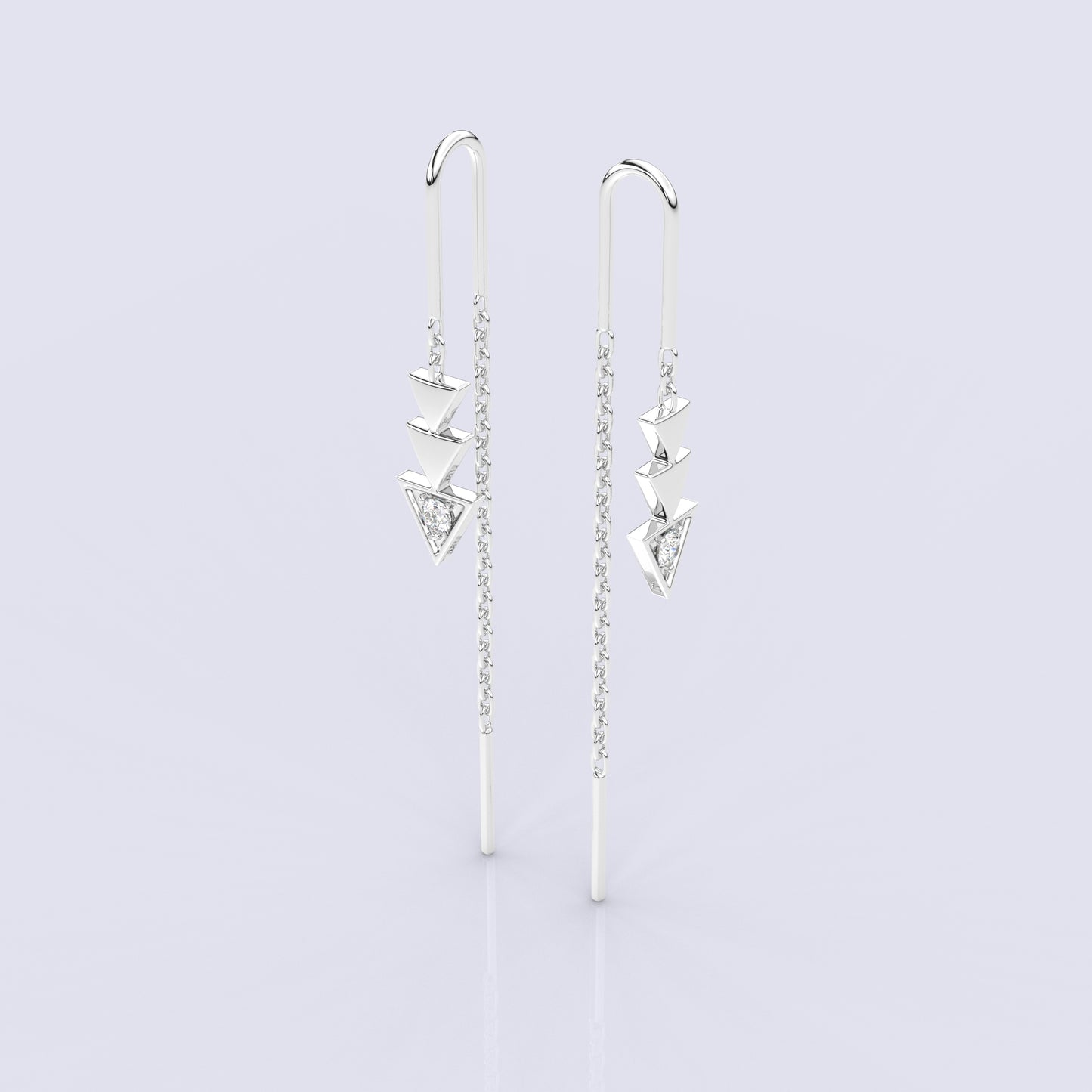 Three tringle Sui Dhaga 925 silver Earring