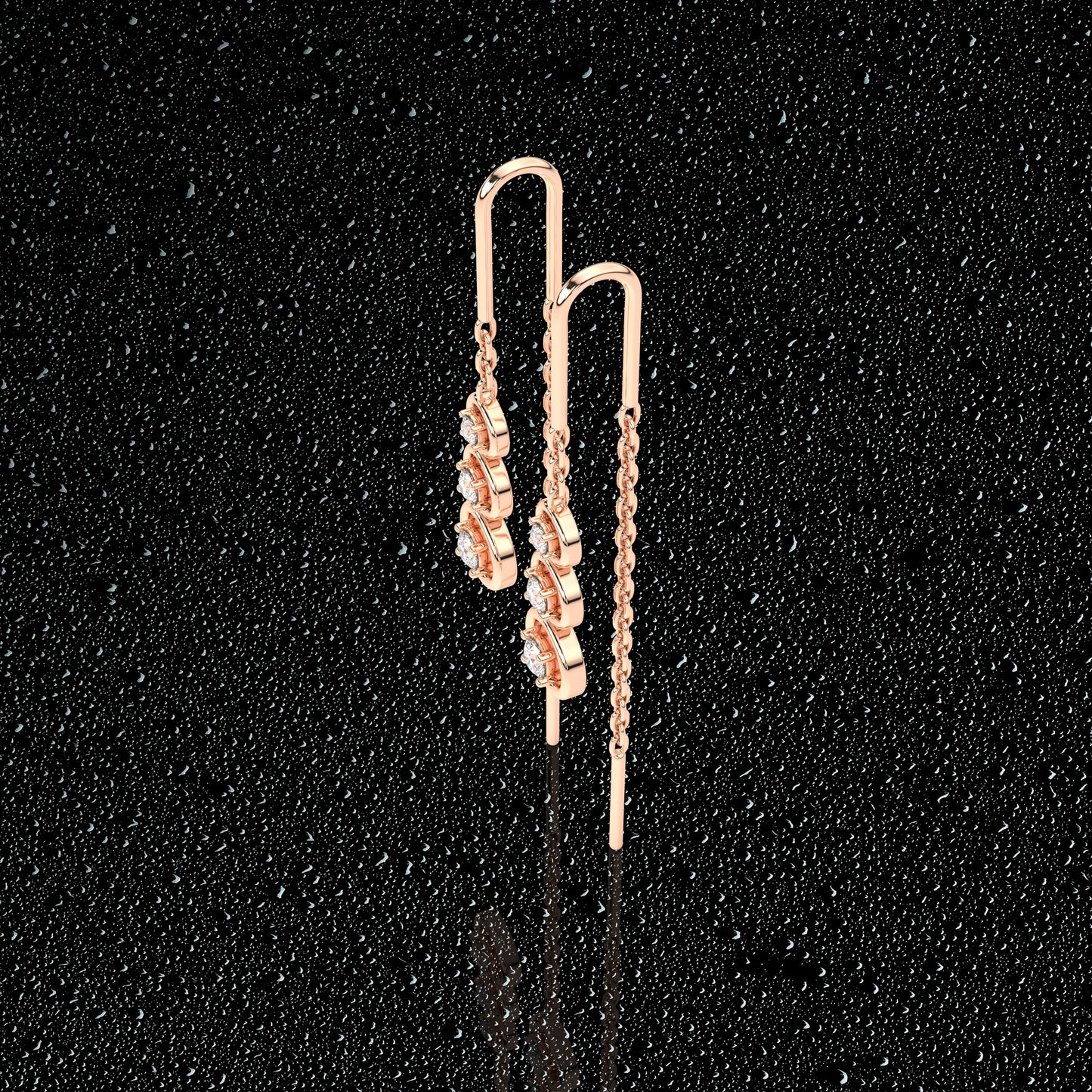 Rose gold Round Sui Dhaga 925 silver Earring