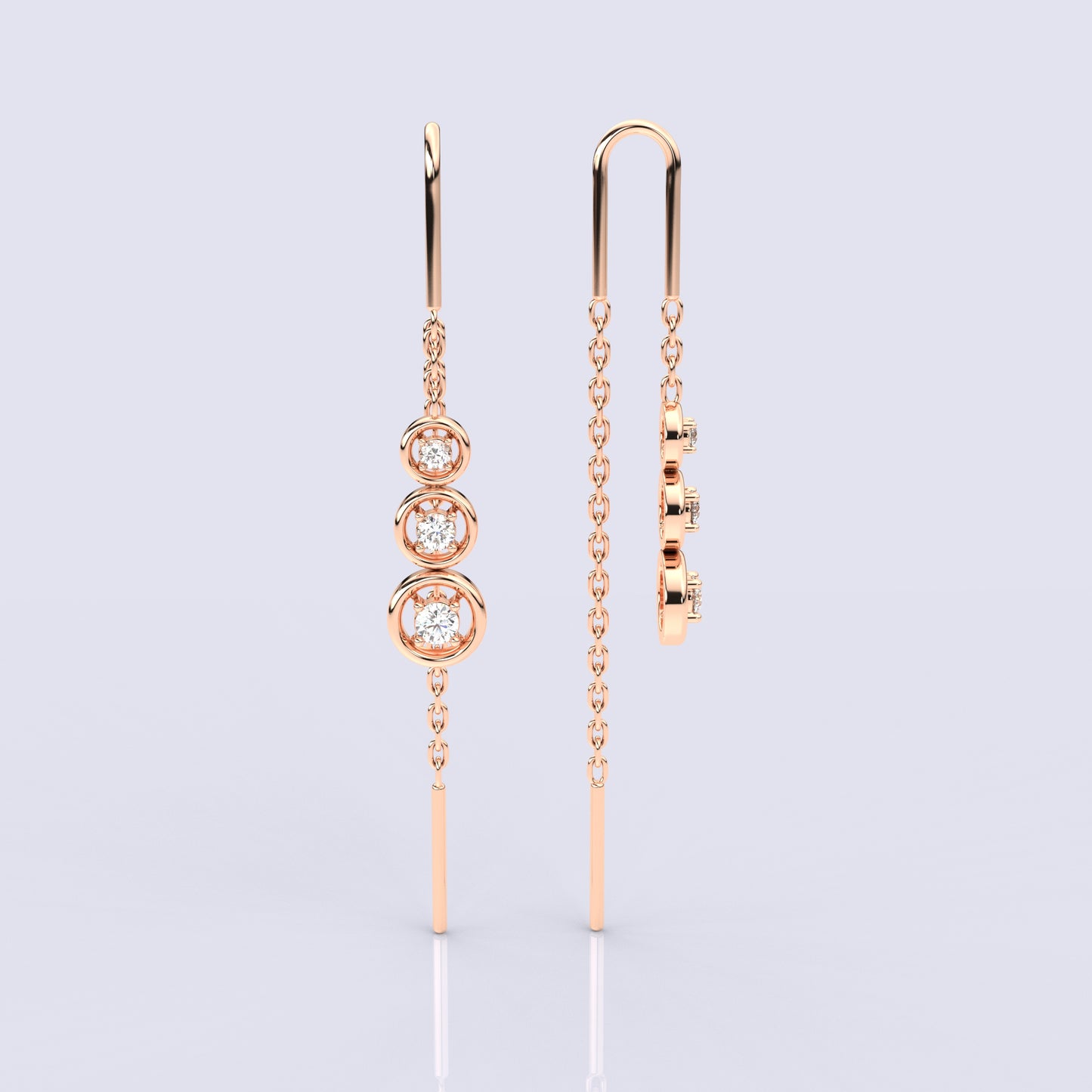 Rose gold Round Sui Dhaga 925 silver Earring