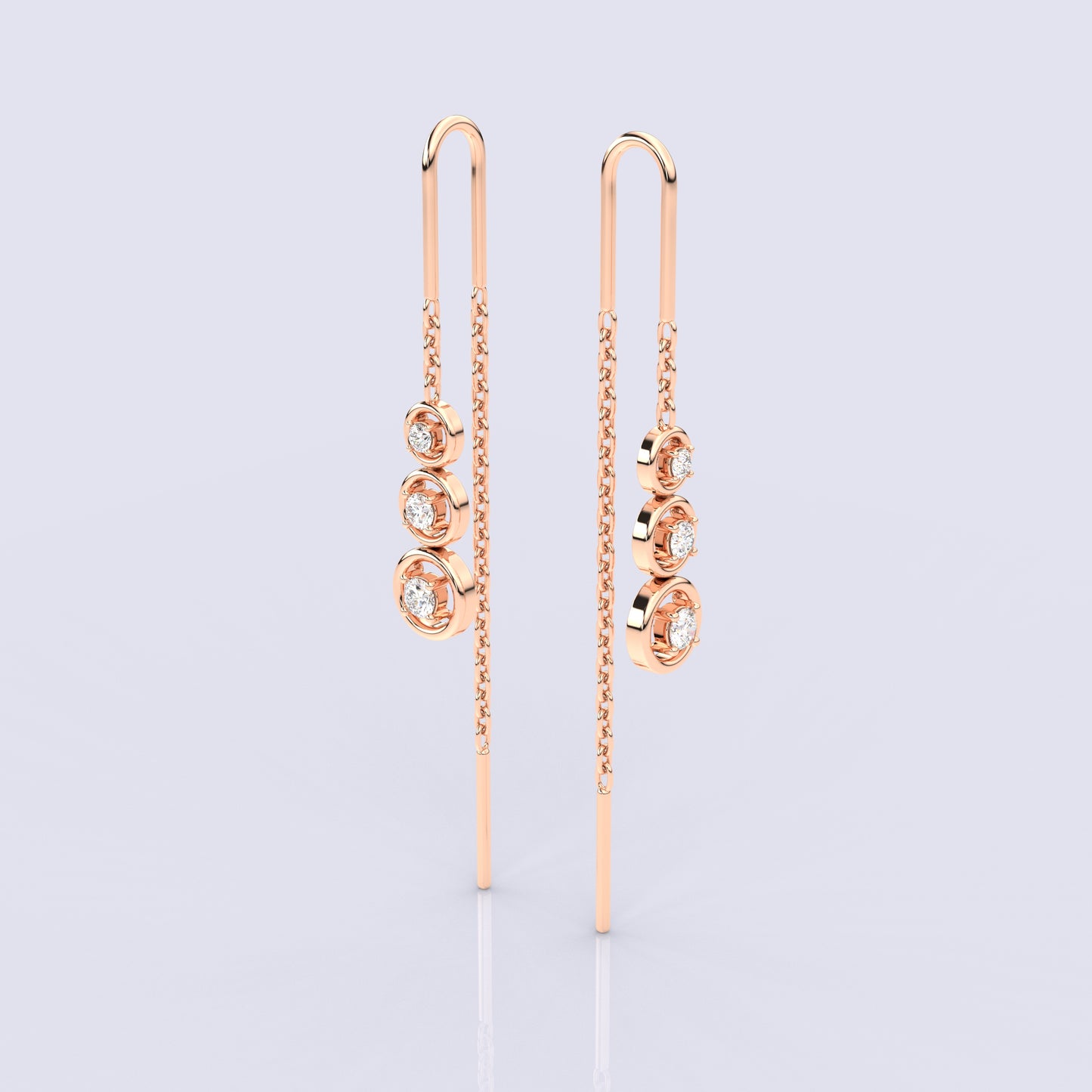 Rose gold Round Sui Dhaga 925 silver Earring