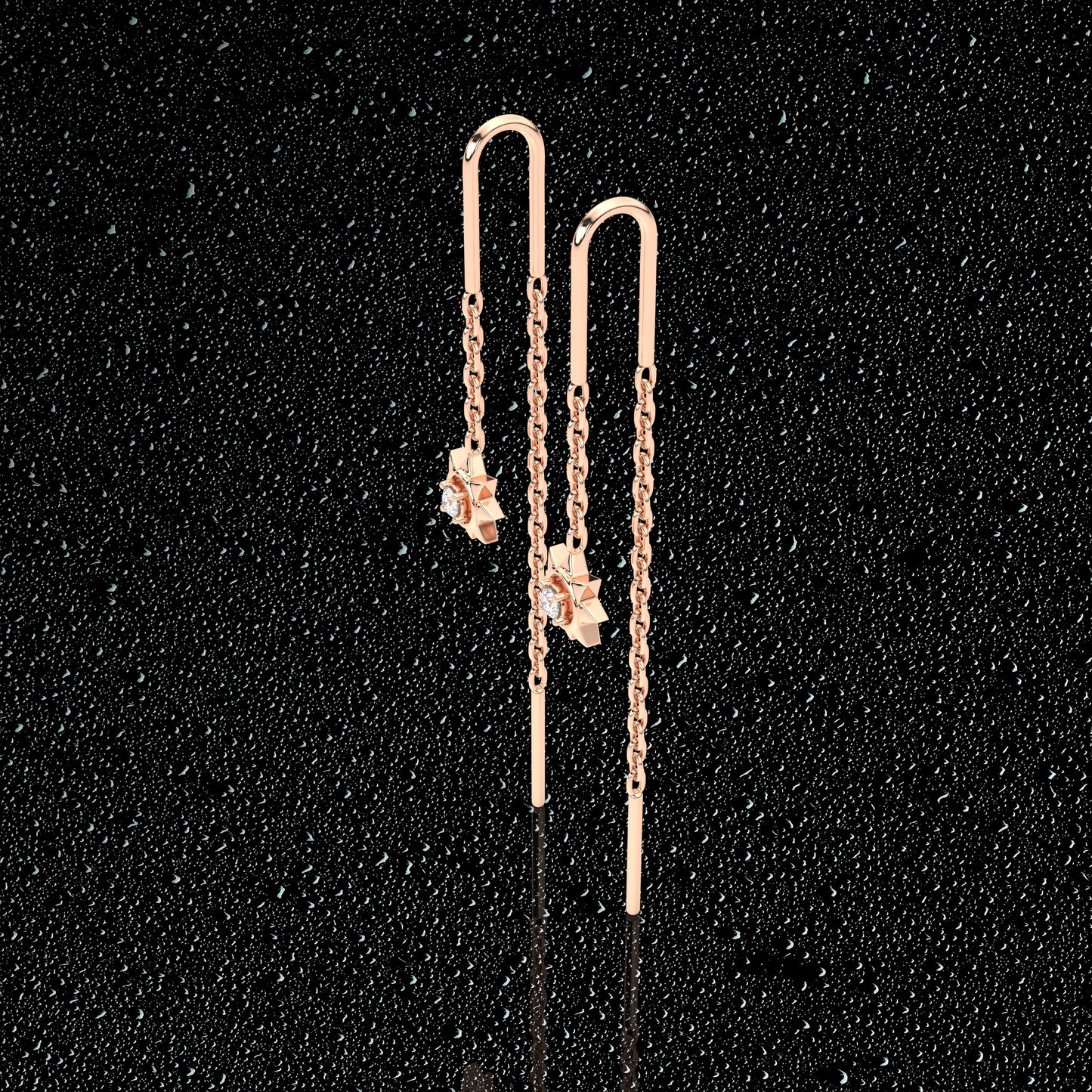 Rose gold Inlaid Sui Dhaga 925 silver Earring