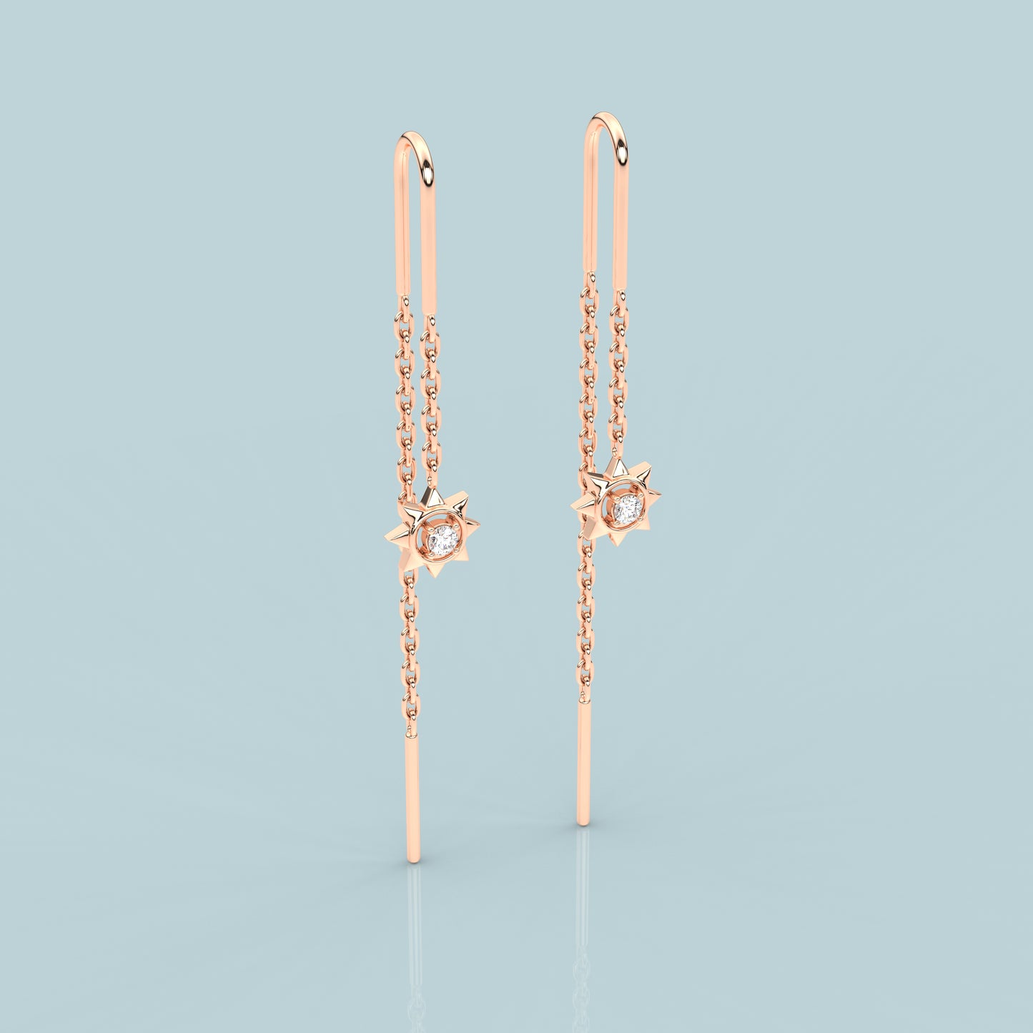 Rose gold Inlaid Sui Dhaga 925 silver Earring