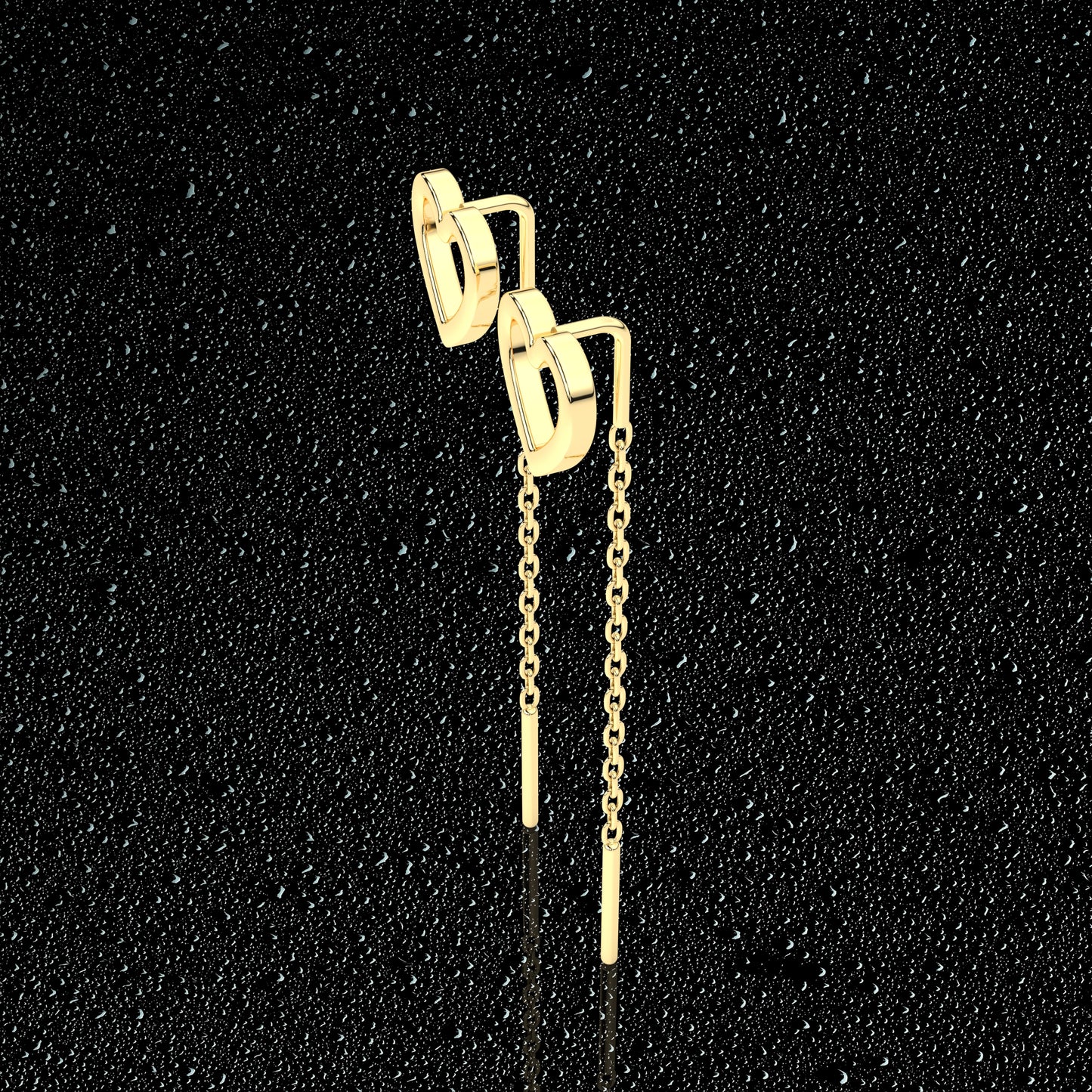 Heart Yellow gold Sui Dhaga 925 silver Earring