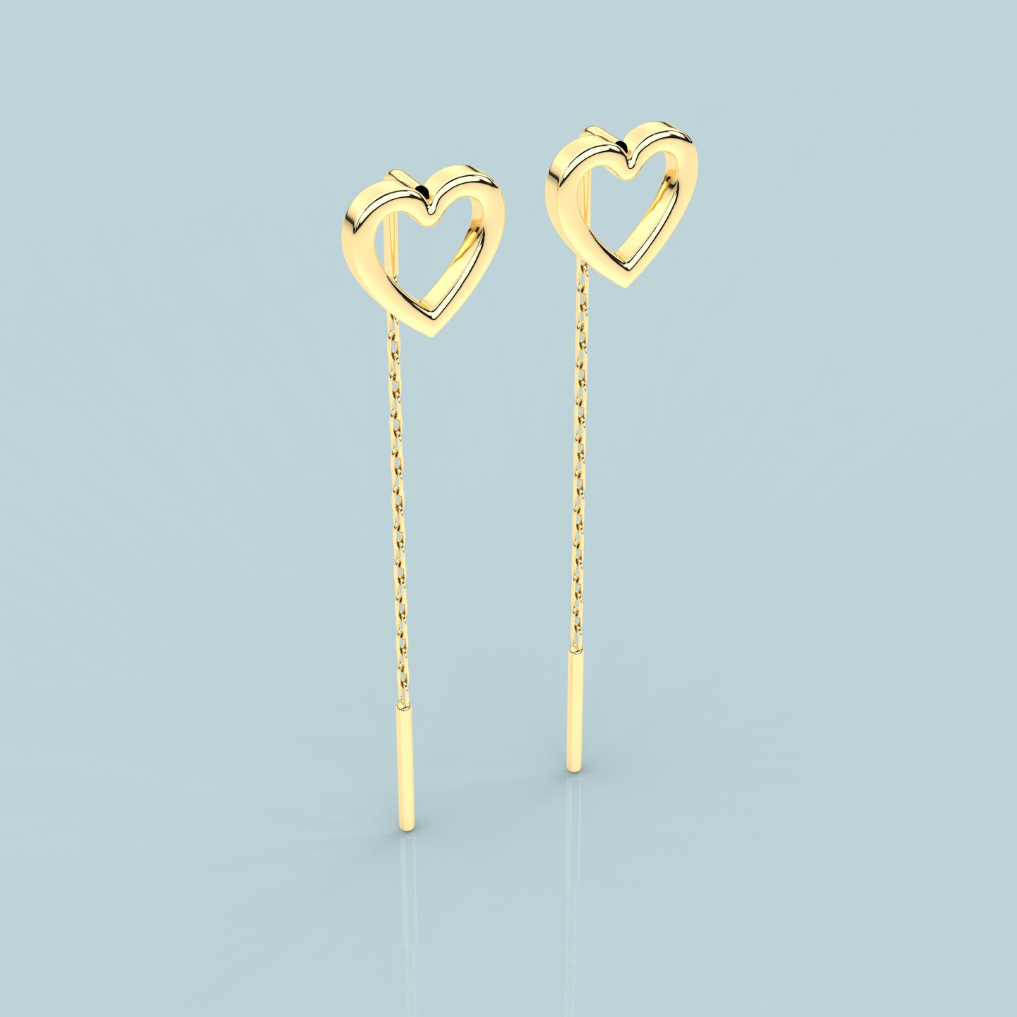 Heart Yellow gold Sui Dhaga 925 silver Earring