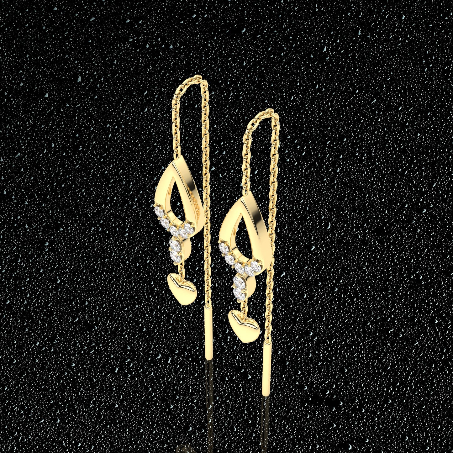 Pear Yellow gold Sui Dhaga 925 silver Earring