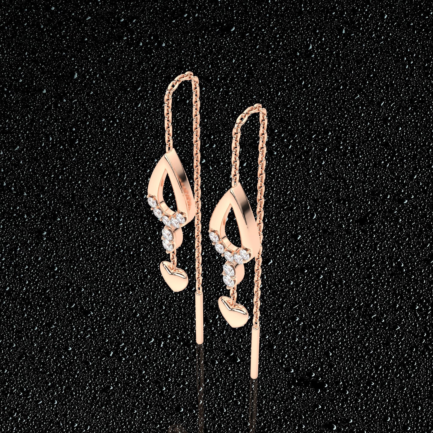 Pear Rose gold Sui Dhaga 925 silver Earring