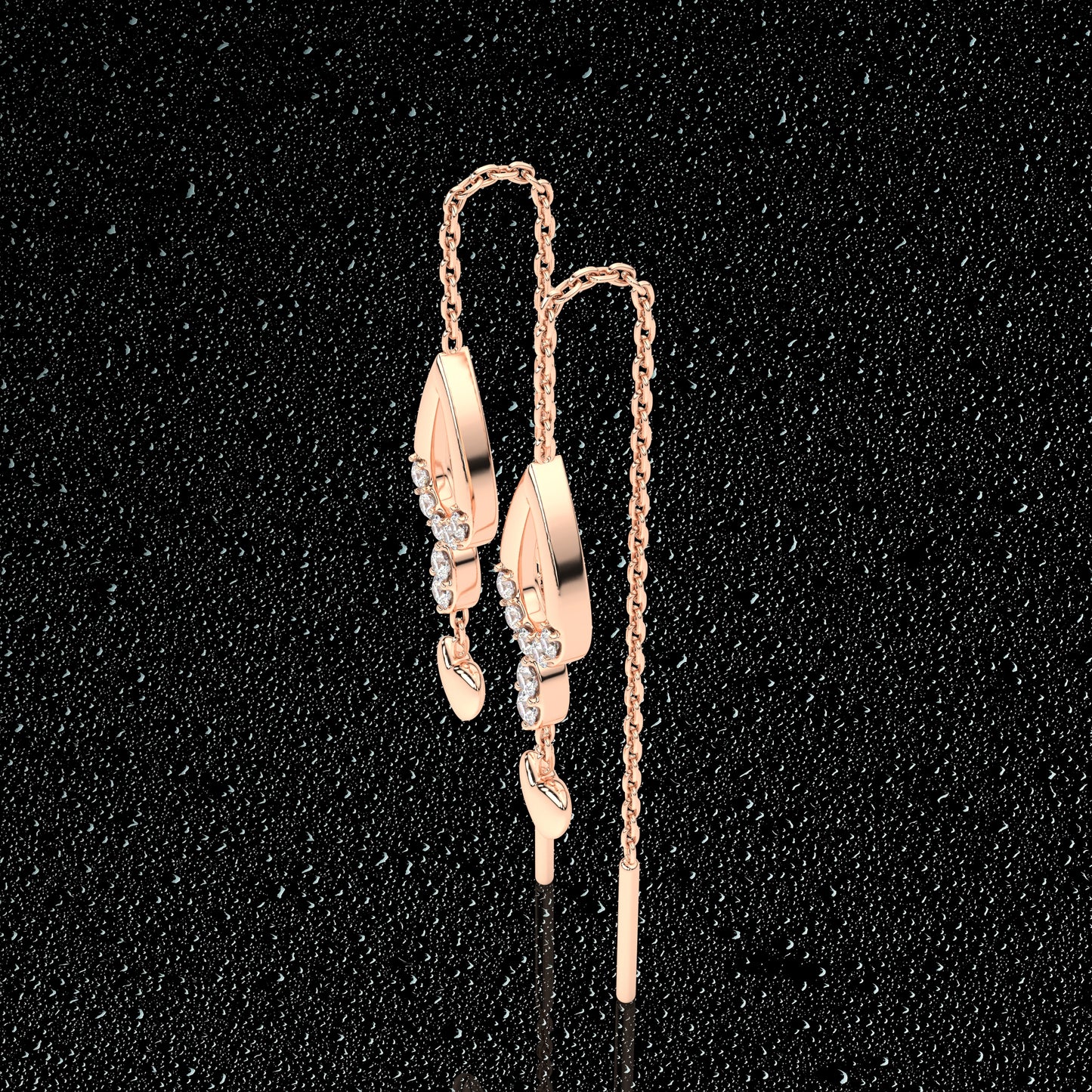 Pear Rose gold Sui Dhaga 925 silver Earring