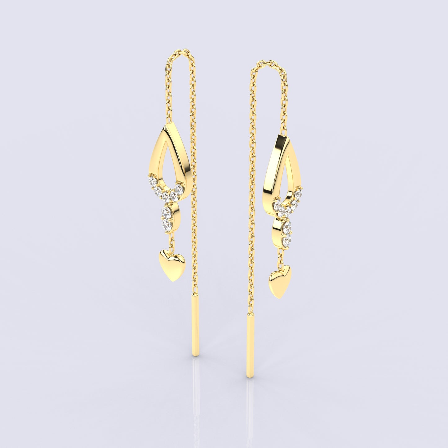 Pear Yellow gold Sui Dhaga 925 silver Earring