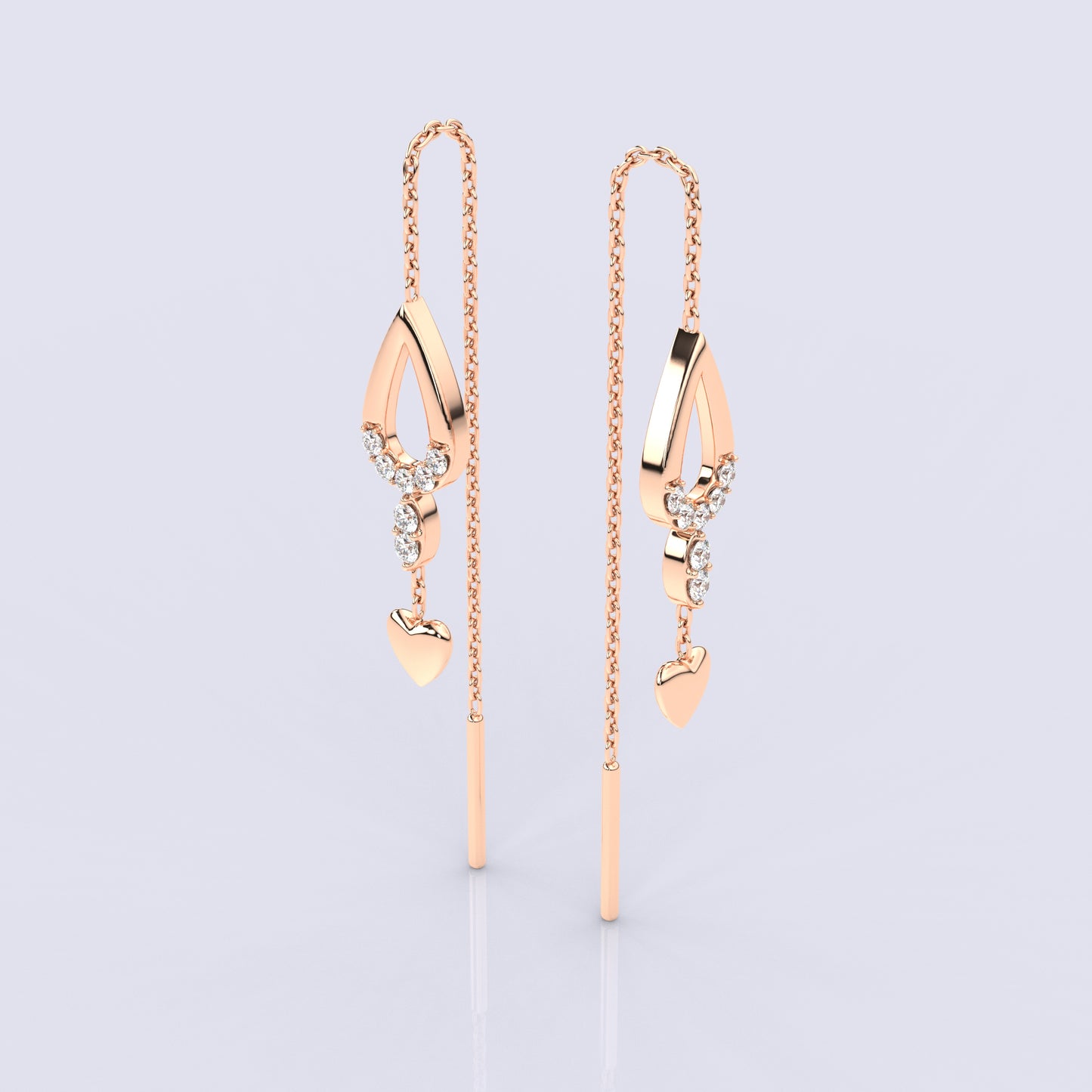 Pear Rose gold Sui Dhaga 925 silver Earring