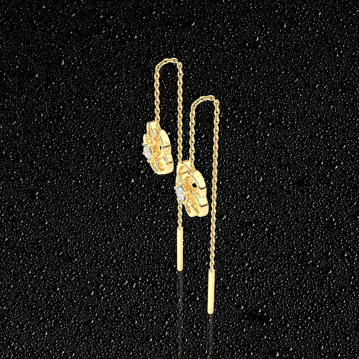 Meeri Yellow gold Sui Dhaga 925 silver Earring
